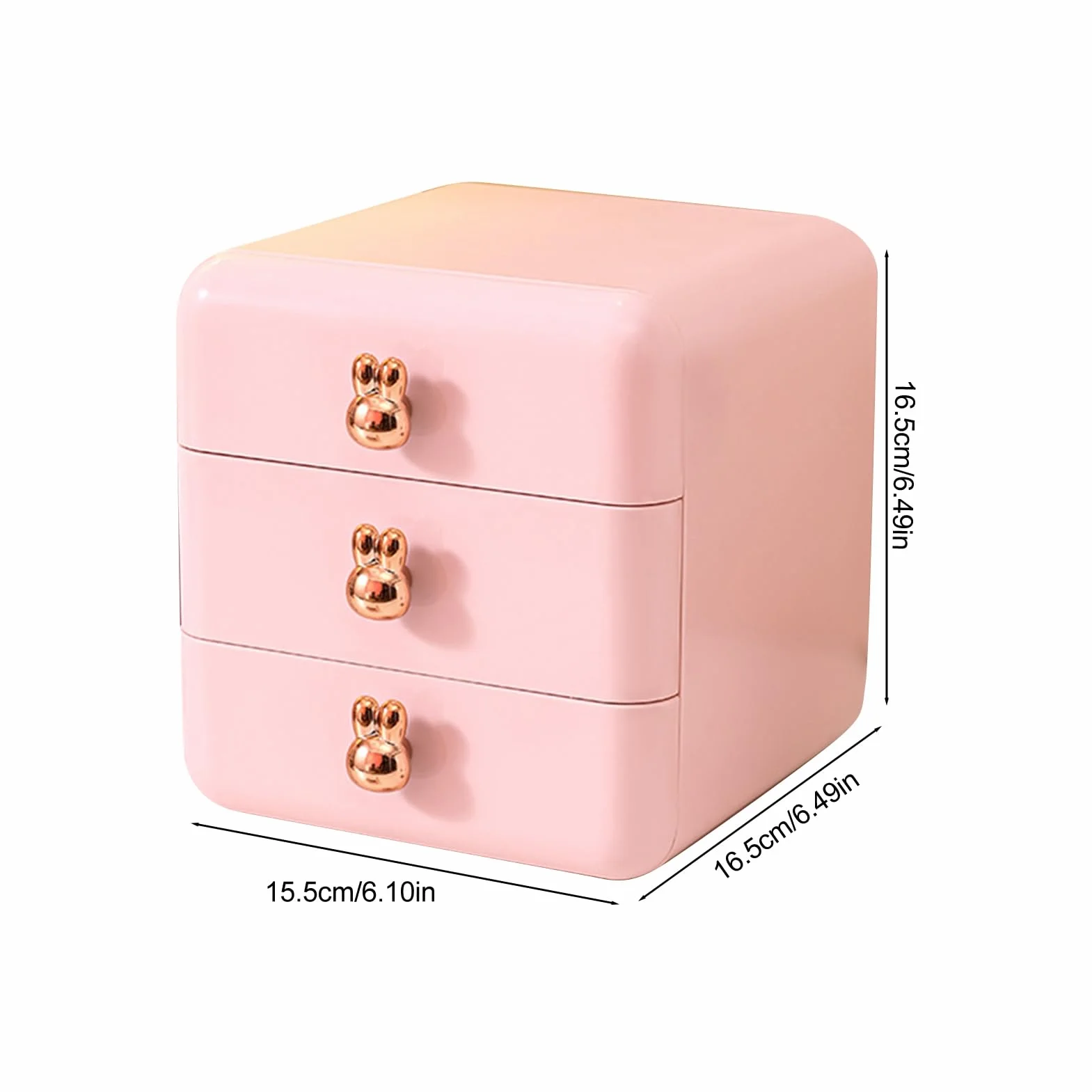 Boîte de Rangement à Tiroir Plastique 3 Couches Rose pour Bureau