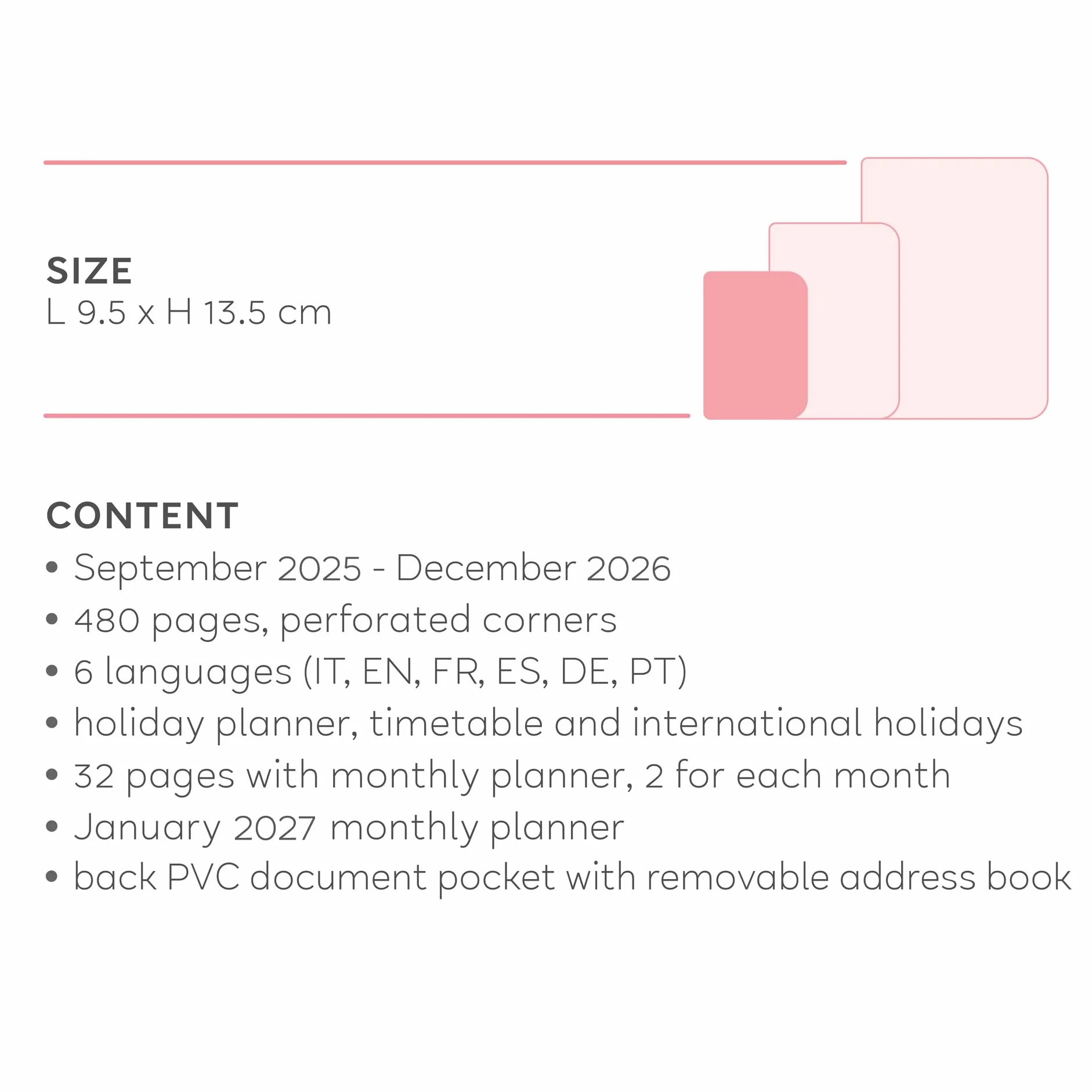 Legami Agenda journalier photographique 2025-2026 Daisy 16 mois 9,5 x 13,5 cm fermeture élastique papier FSC