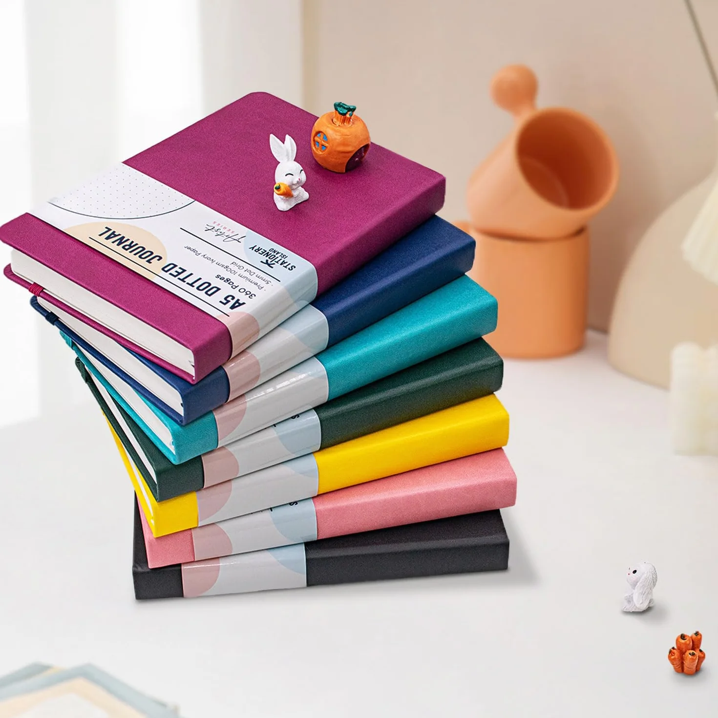 Carnet en Notes A5 Pointillé 360 pg Bullet Dotted Journal Couverture Rigide Papier 100 g/m² avec Porte-stylo Poche Intérieure 2 Marque-pages