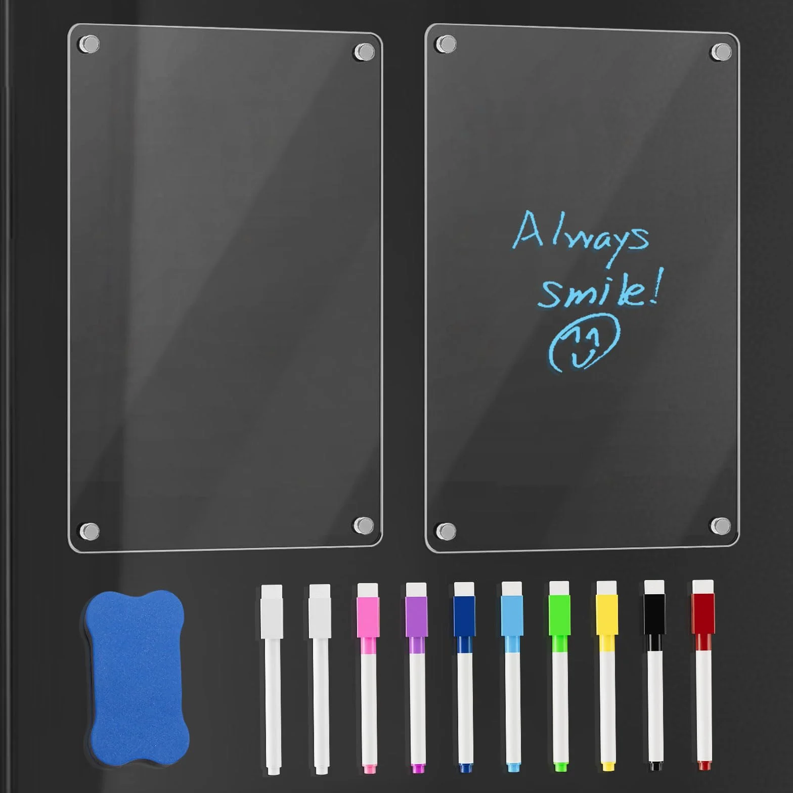 Calendrier Magnetique Frigo Transparent Tableau Magnétique en Acrylique 20 x 30 cm Effaçable avec Marqueurs et Gomme