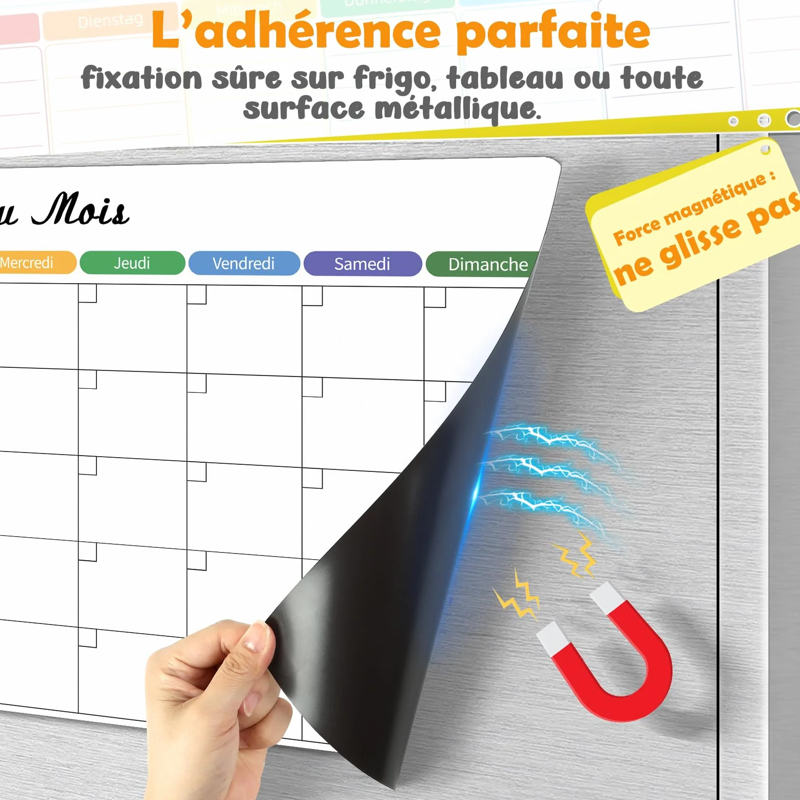 Plannings Frigo Magnétiques Effaçables – Semainier, Mensuel & Journalier – Organisation Famille, Menus & Tâches – Kit Réutilisable