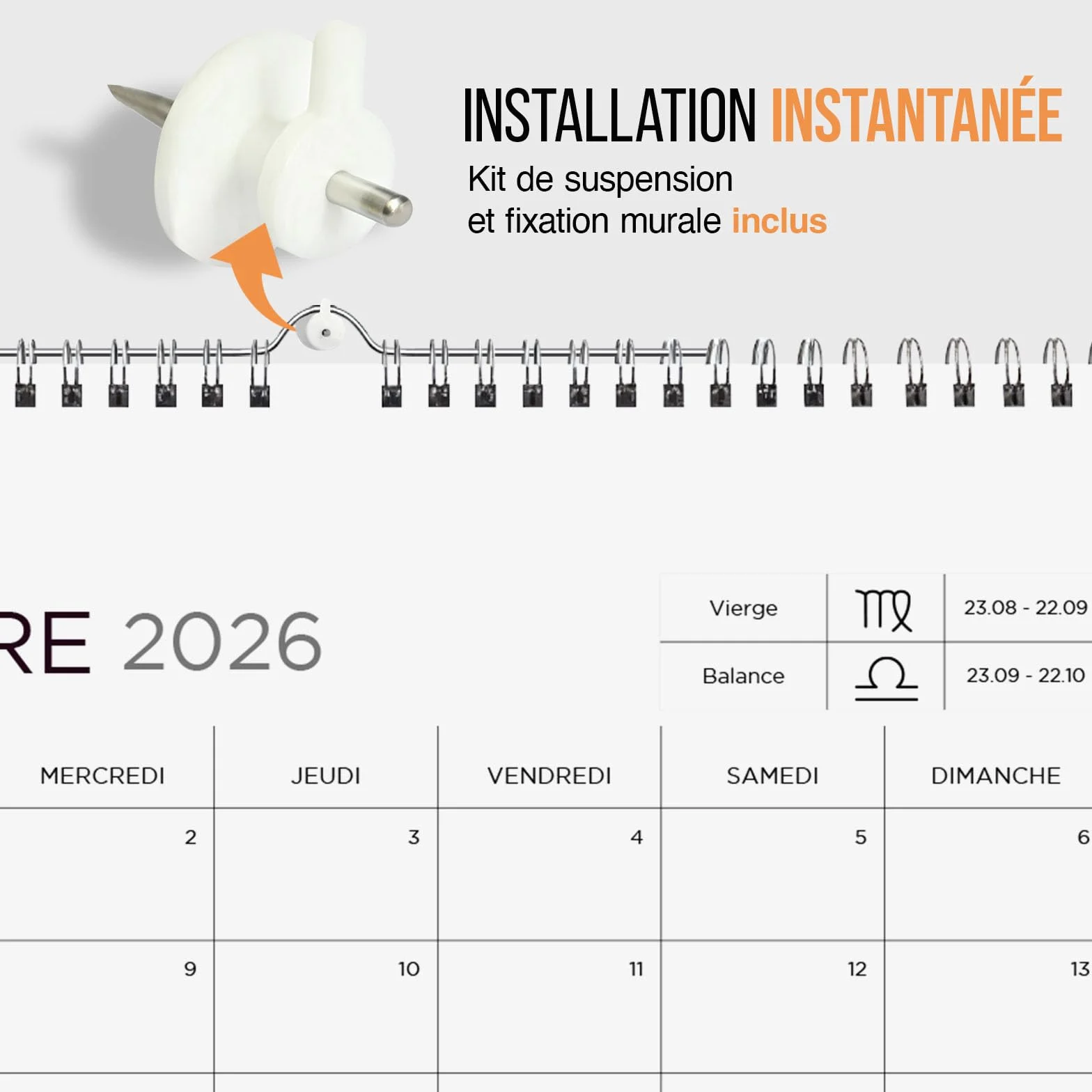 ZENO Calendrier Mural 2026 2027 18 Mois Janvier 26 à Juin 27 Planning Mensuel Organiseur Familial