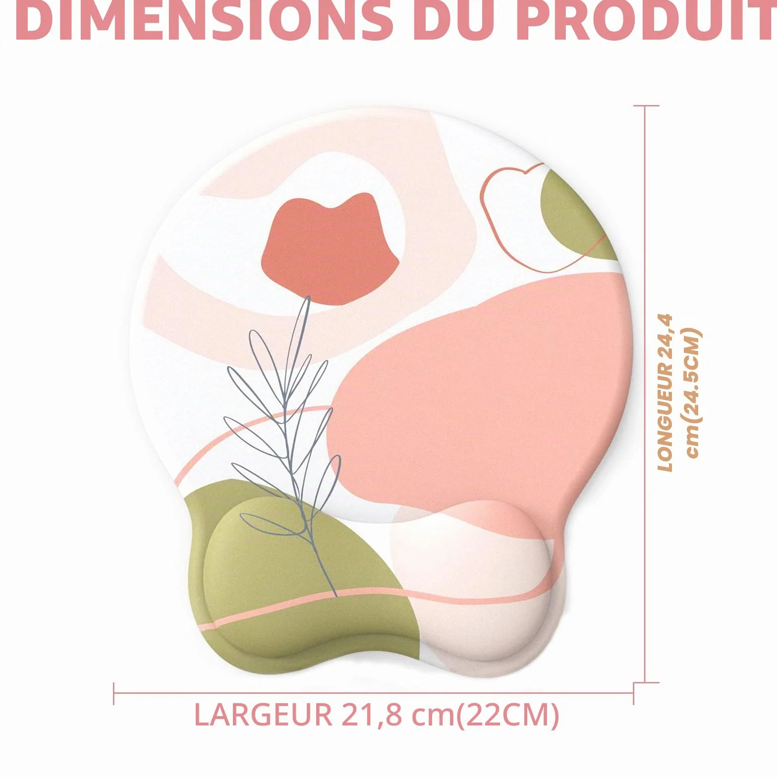 Tapis de Souris Ergonomique en Gel avec Repose-Poignet, Base PU Antidérapant pour Gamer (Rose)