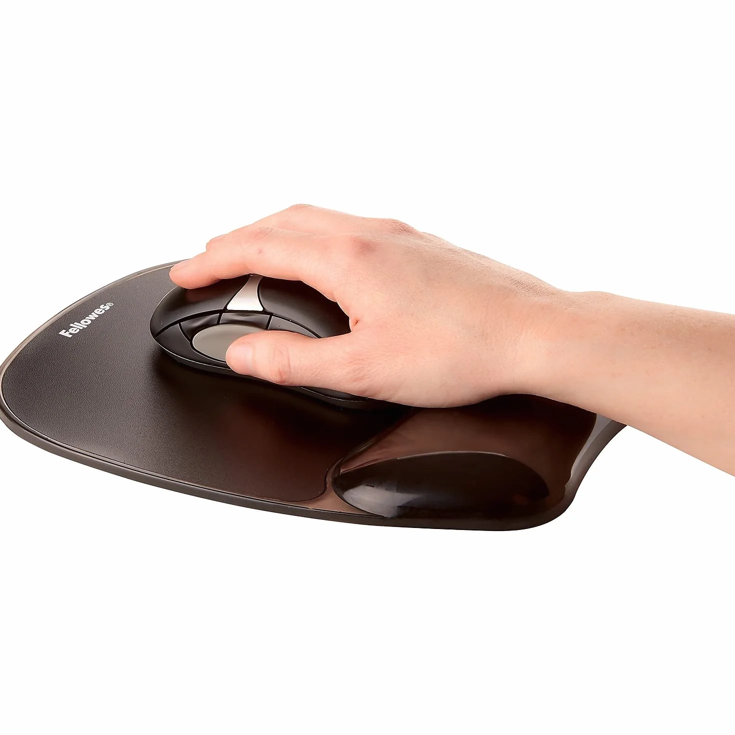 Fellowes Tapis de Souris Repose Poignet Crystal Gel, Ergonomique, Gel Transparent Noir