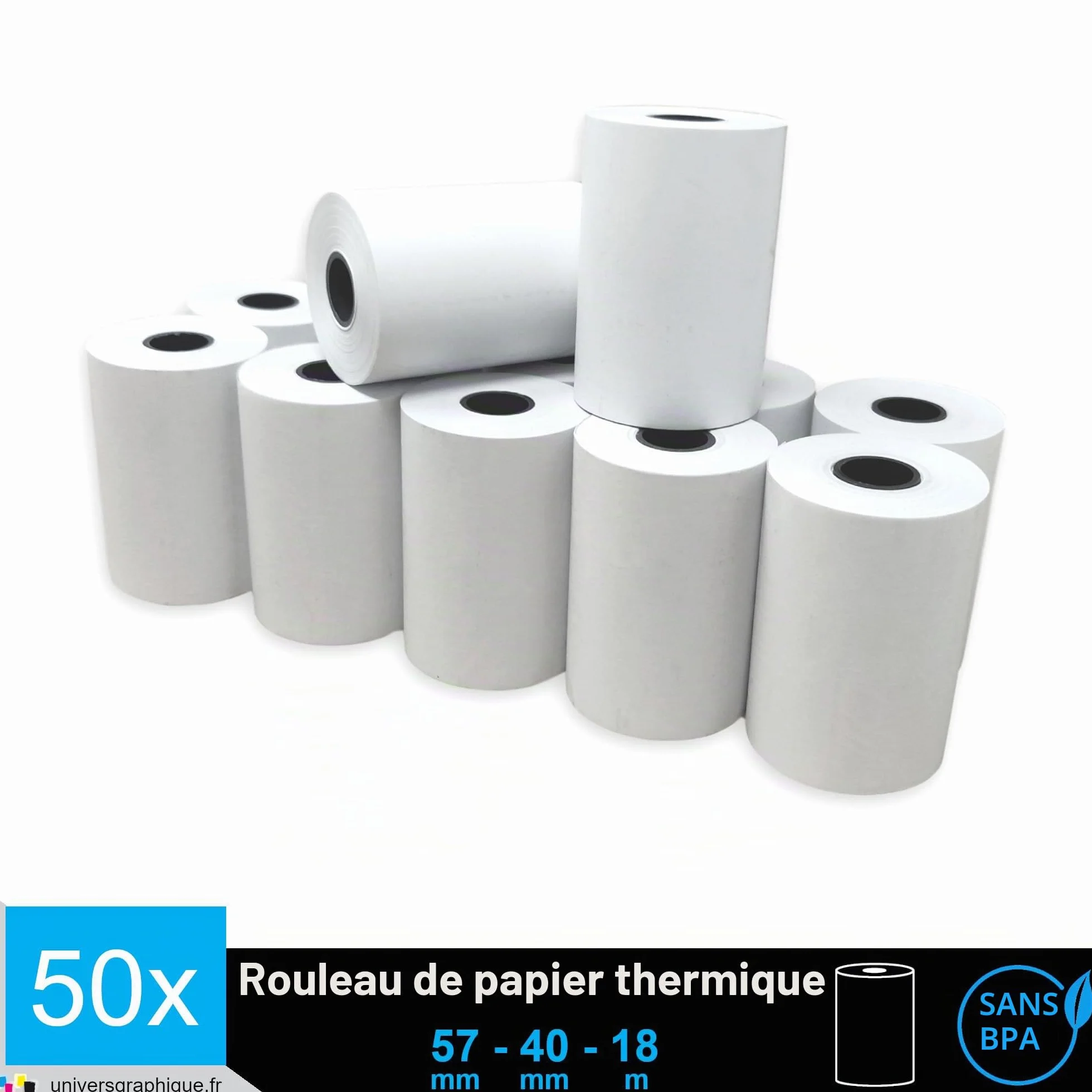 UNIVERS GRAPHIQUE Bobine carte bancaire thermique 57 x 40 x 12 mm papier thermique TPE