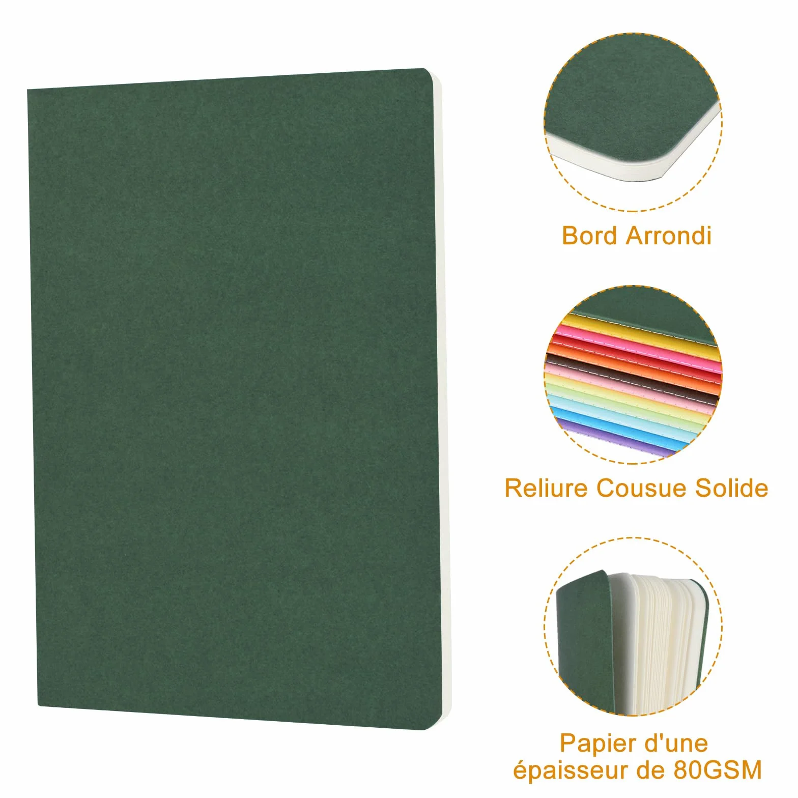 Cahiers Vierge Couverture Couleur, 12 Blocs 60 Pages, Bloc-Notes Couverture Souple pour Bureau École Études