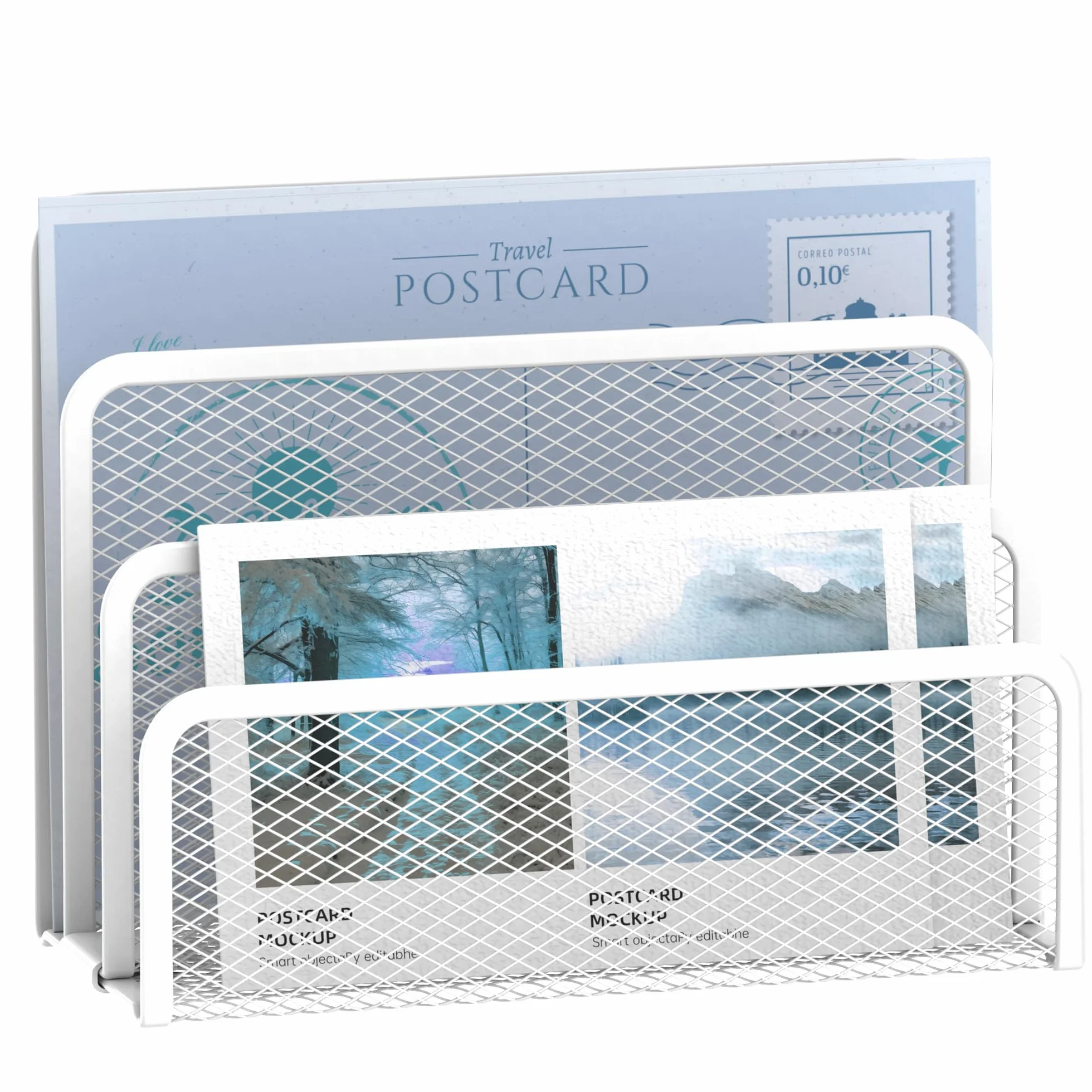 SUPEASY Organisateur de courrier bureau maille métallique 3 emplacements trieur lettres blanc