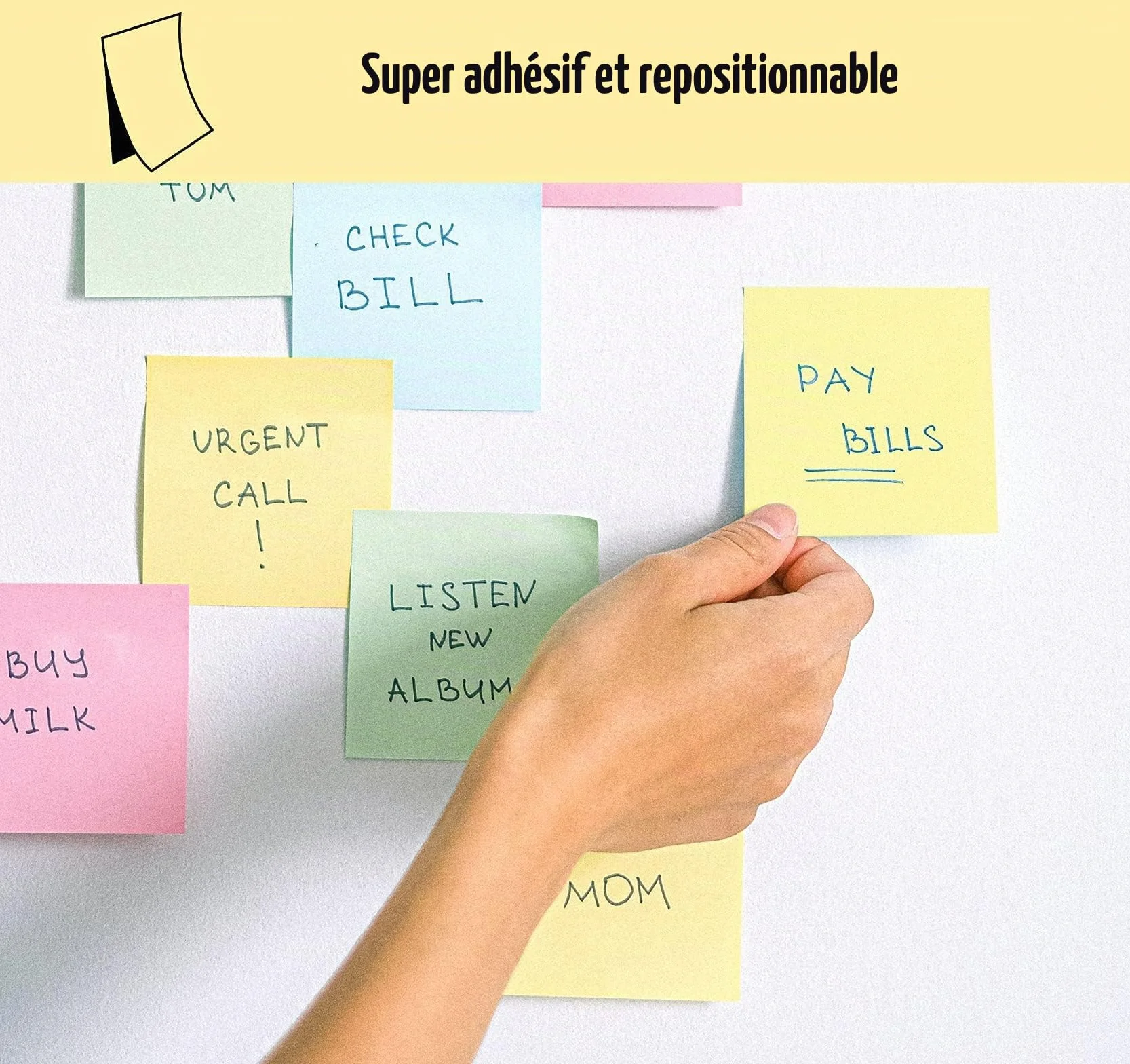 Agoer Notes Autocollantes 2400 Feuilles Super Sticky 76x76 mm 12 Blocs
