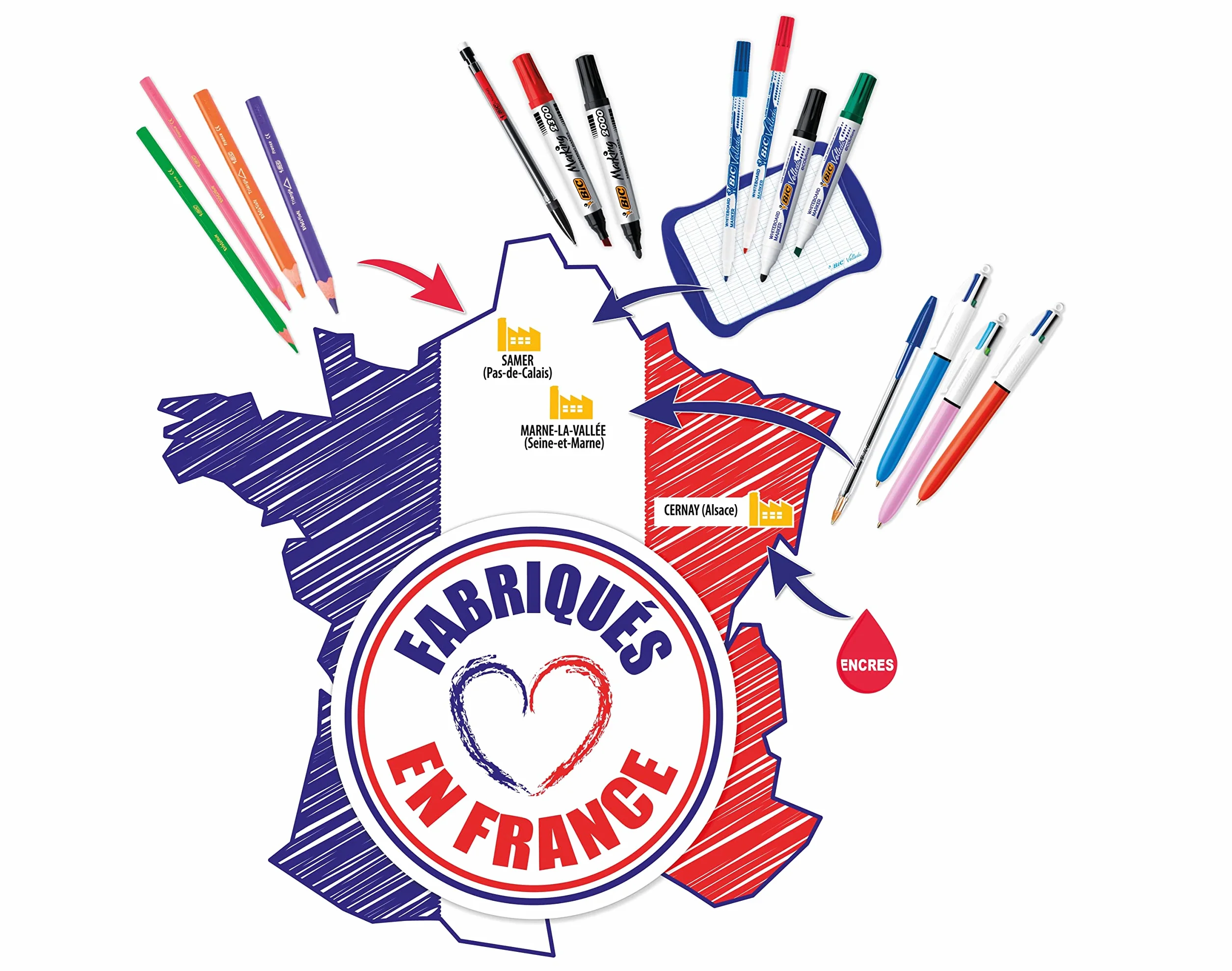 BIC Velleda 1721 Feutres Effaçables à Sec Pointe Fine Tableau Blanc Pack Carton de 8