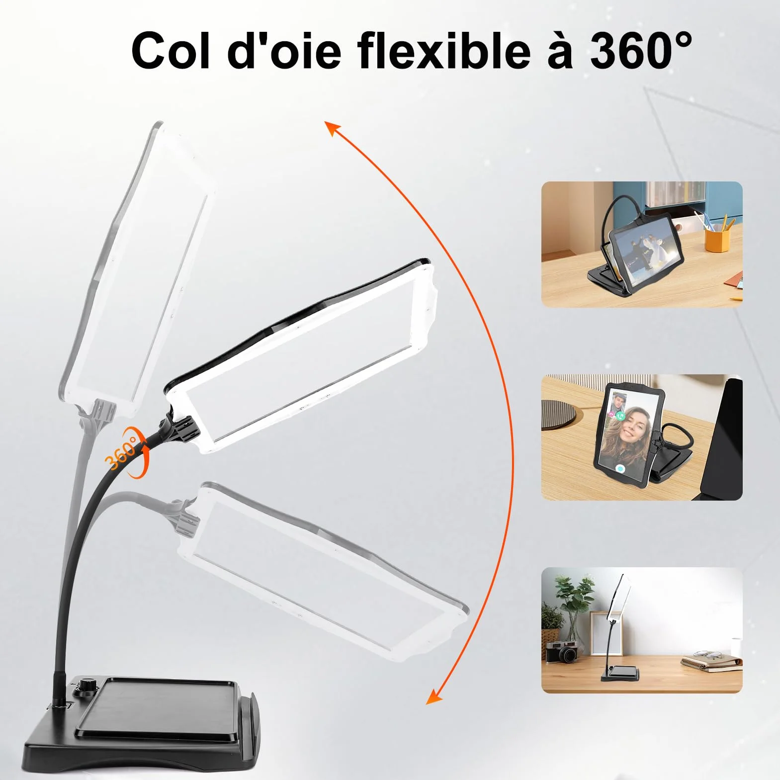 Grande loupe 10x avec lumière LED, col de Cygne, Lampe de Bureau réglable