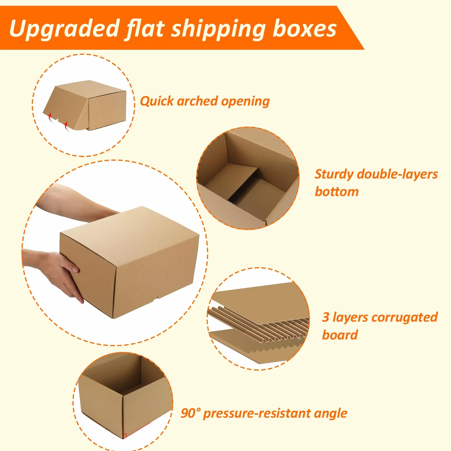 HORLIMER Petite Boîte d'expédition 30,5x22,9x15,3 cm Marron Lot de 15 Boîte en Carton Pliables