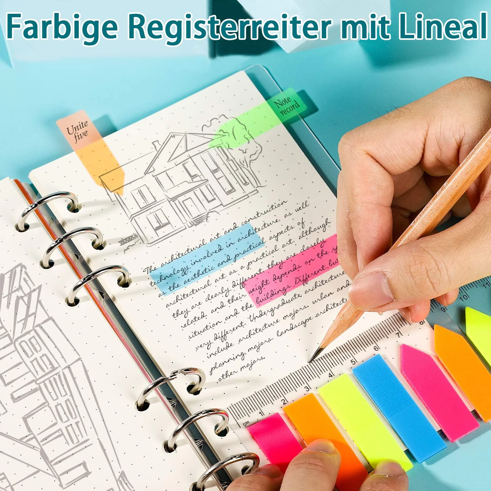 Recharges de papier A5 6 trous 100 feuilles 200 pages Intercalaires colorés Notes enveloppe pour classeur à 6 anneaux