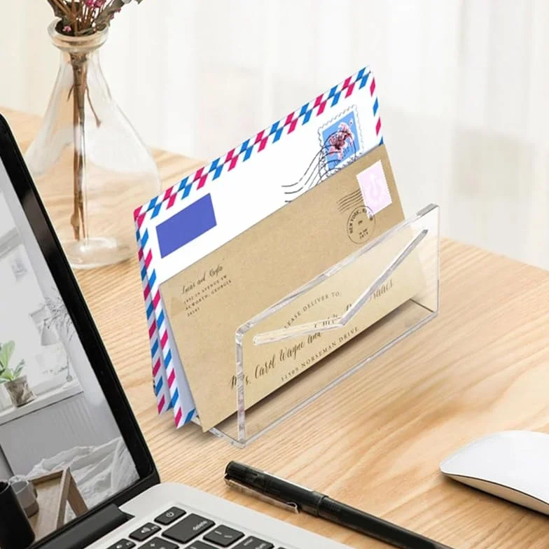 Porte-Courrier Organisateur en Acrylique pour Comptoir, Ensemble de Tri de Courrier pour Bureau