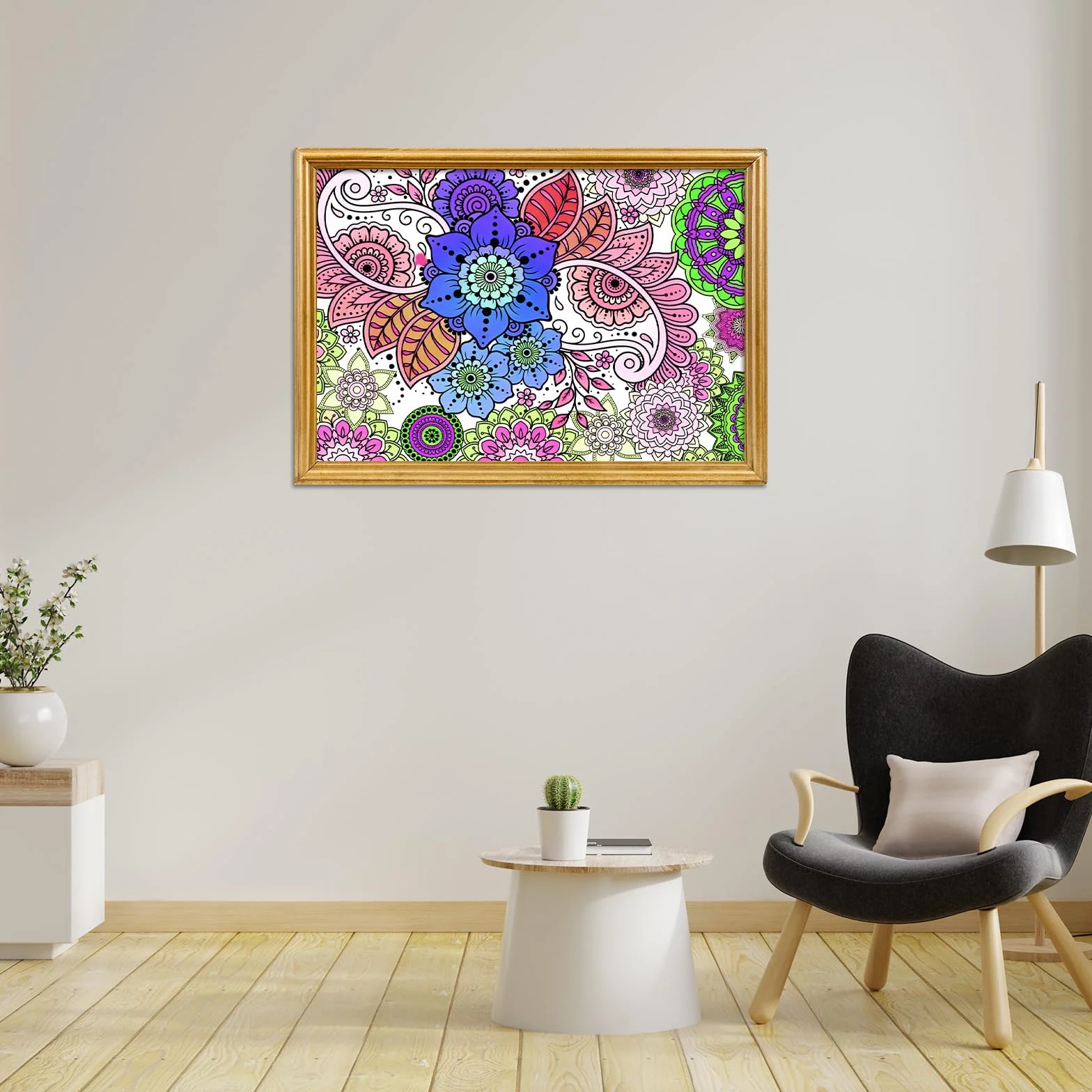 Penitue 2pcs Grandes Affiches de Coloriage Mandala 100x60cm pour Enfants Adultes Adolescents