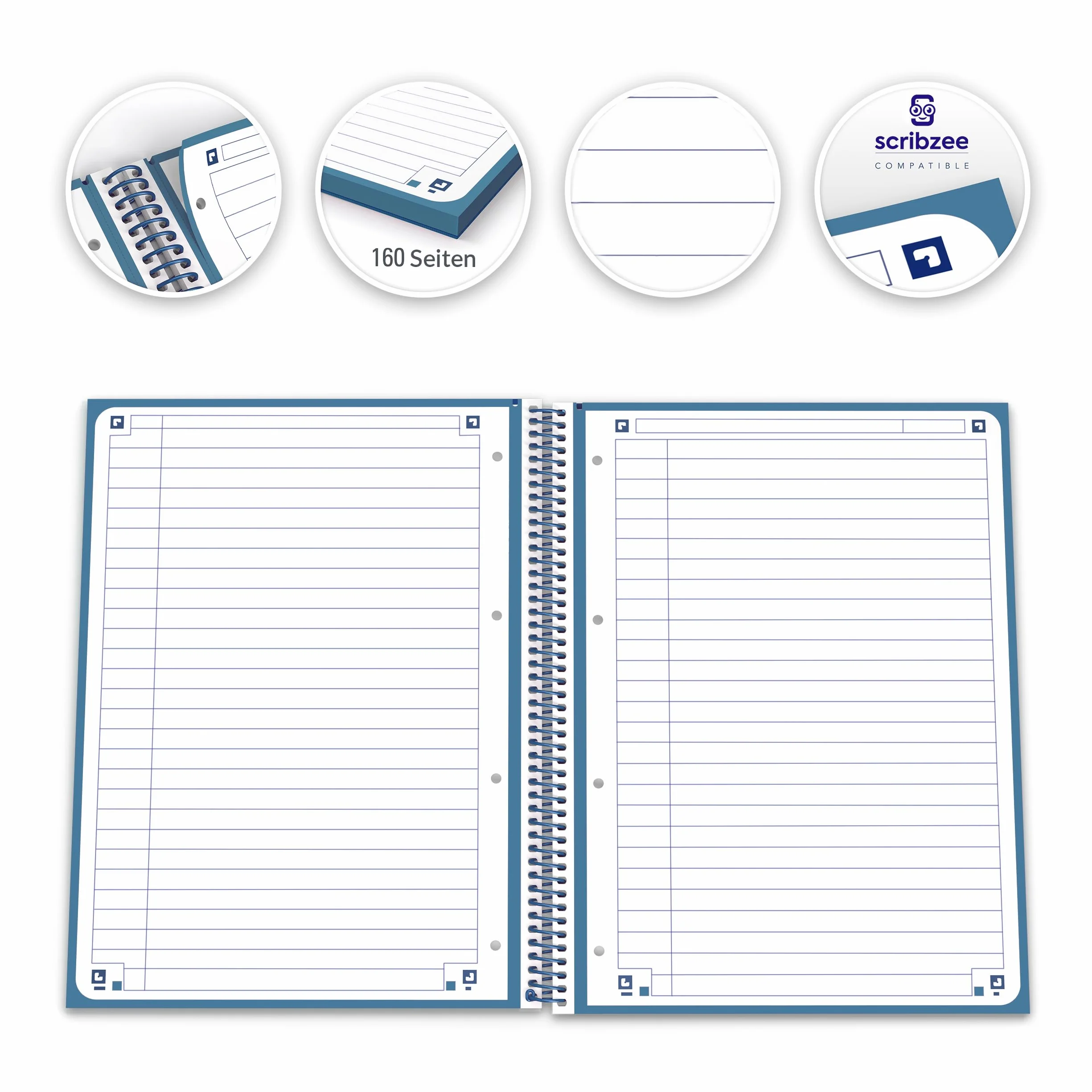 Oxford Calepin microperforé A4 80 feuilles bleu