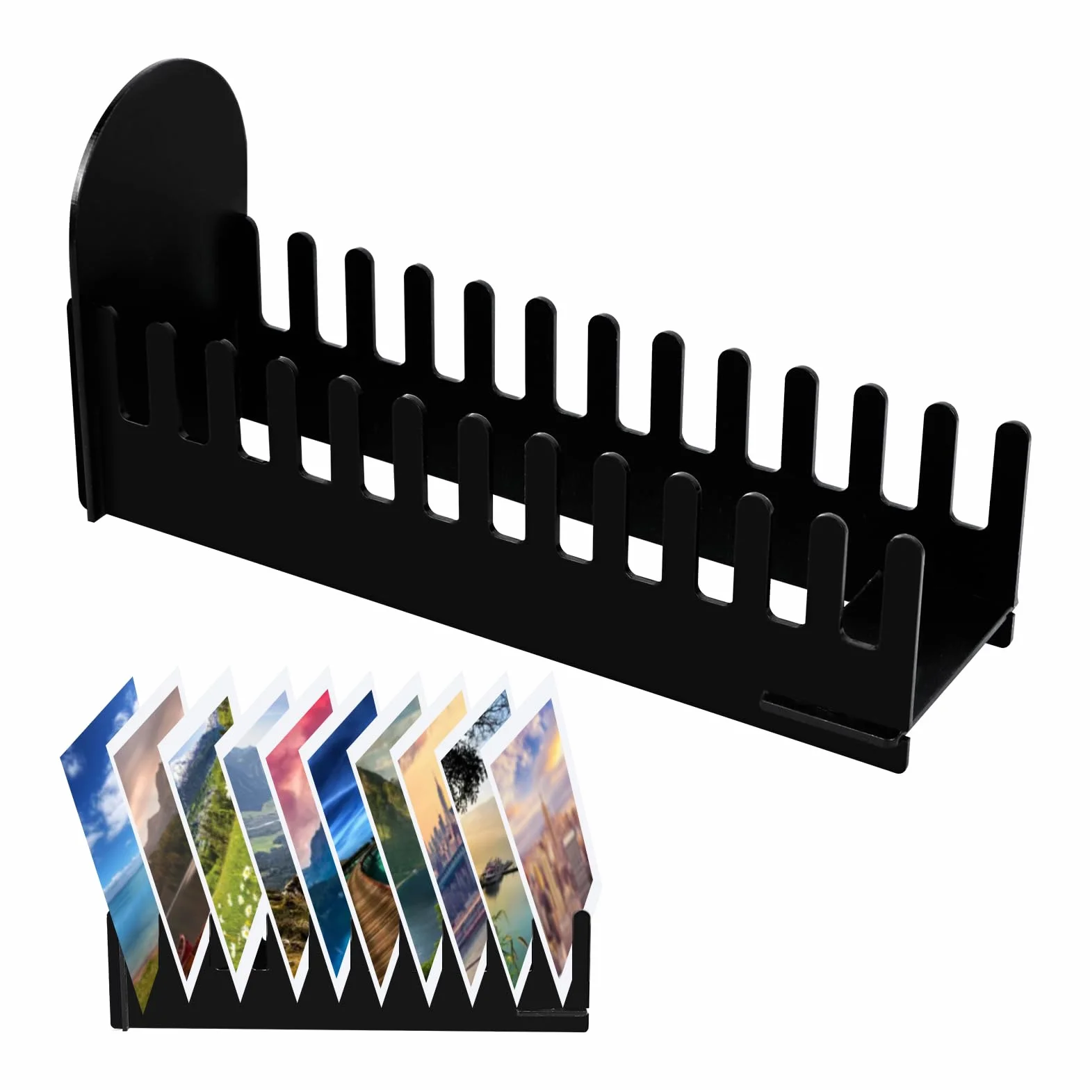 Porte Lettre Acrylique Noir 12 Fentes Organisateur de Courrier Bureau