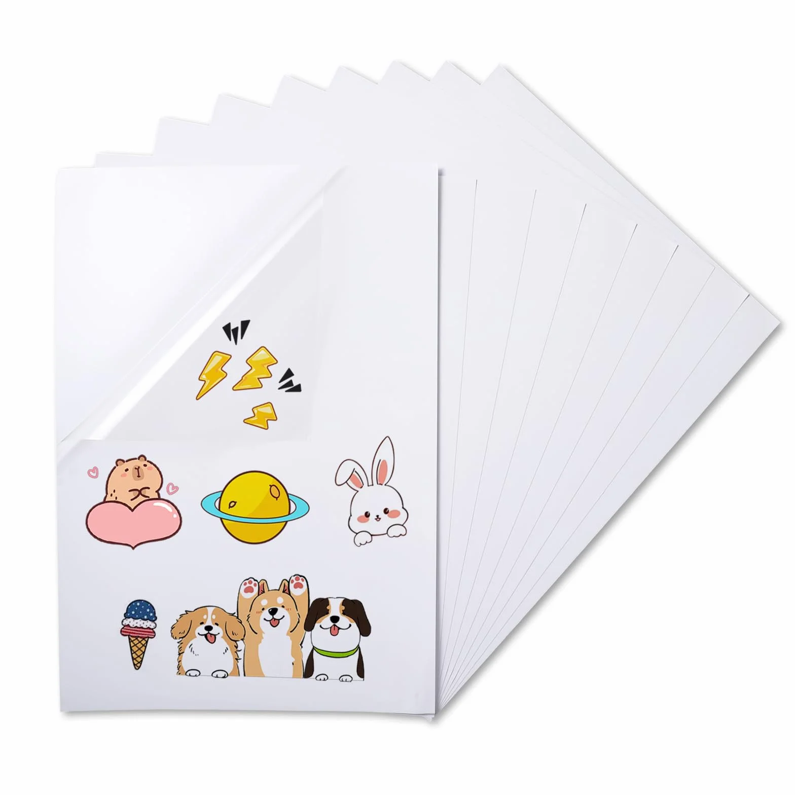 Feuilles Papier Autocollant A4 Imprimables Étanches pour Inkjet/Laser Autocollants Transparants/Blancs DIY