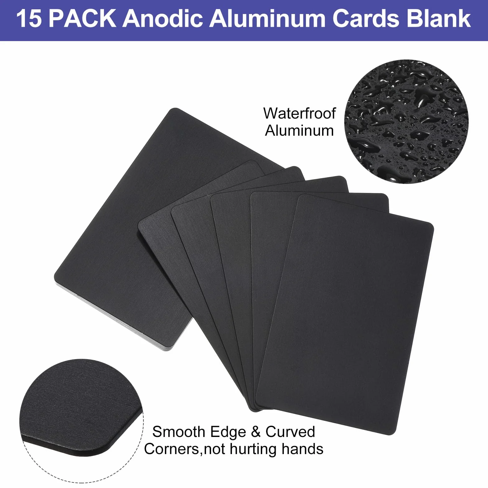 PATIKIL Cartes de Visite Métal Anodisé Aluminium 0,8 mm Épais 3,4x2,1 pouce Laser Gravure Imprimable Noir