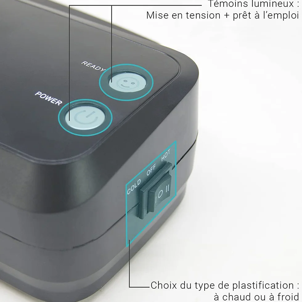 Plastifieuse A3 A4 Pro Rapide à Chaud et à Froid 2x125 microns Bureau Maison Pack 200 Pochettes