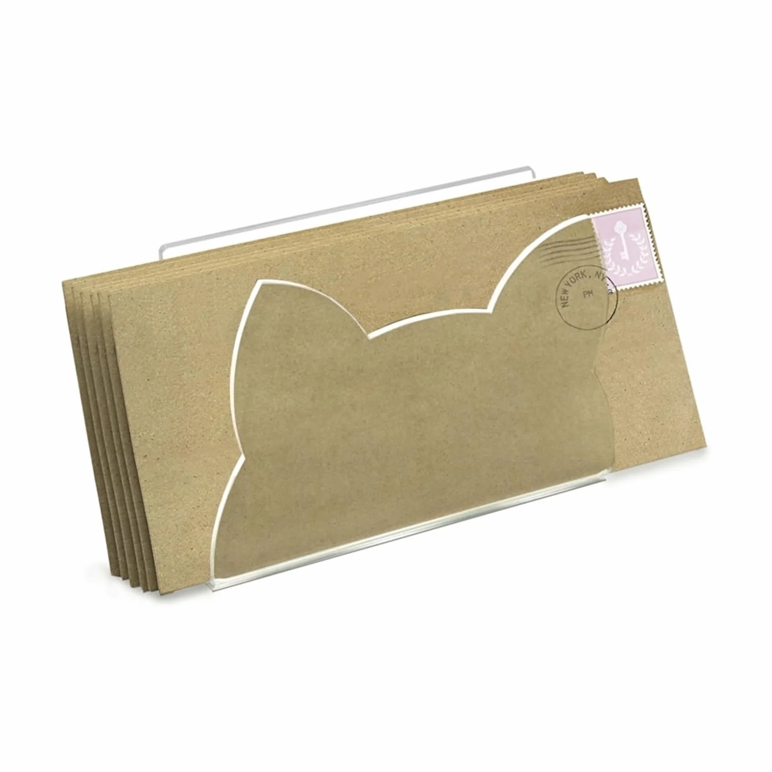 Porte-lettres chat acrylique transparent 15 x 5,5 x 10 cm organiseur enveloppes bureau