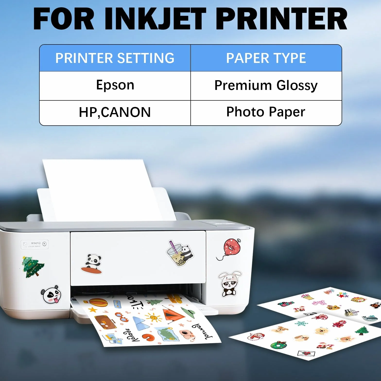 Papier Autocollant en Vinyle Blanc Mat Imprimable A4 297 x 210 mm 30 Feuilles pour Imprimante Jet d’Encre Compatible Cricut Silhouette