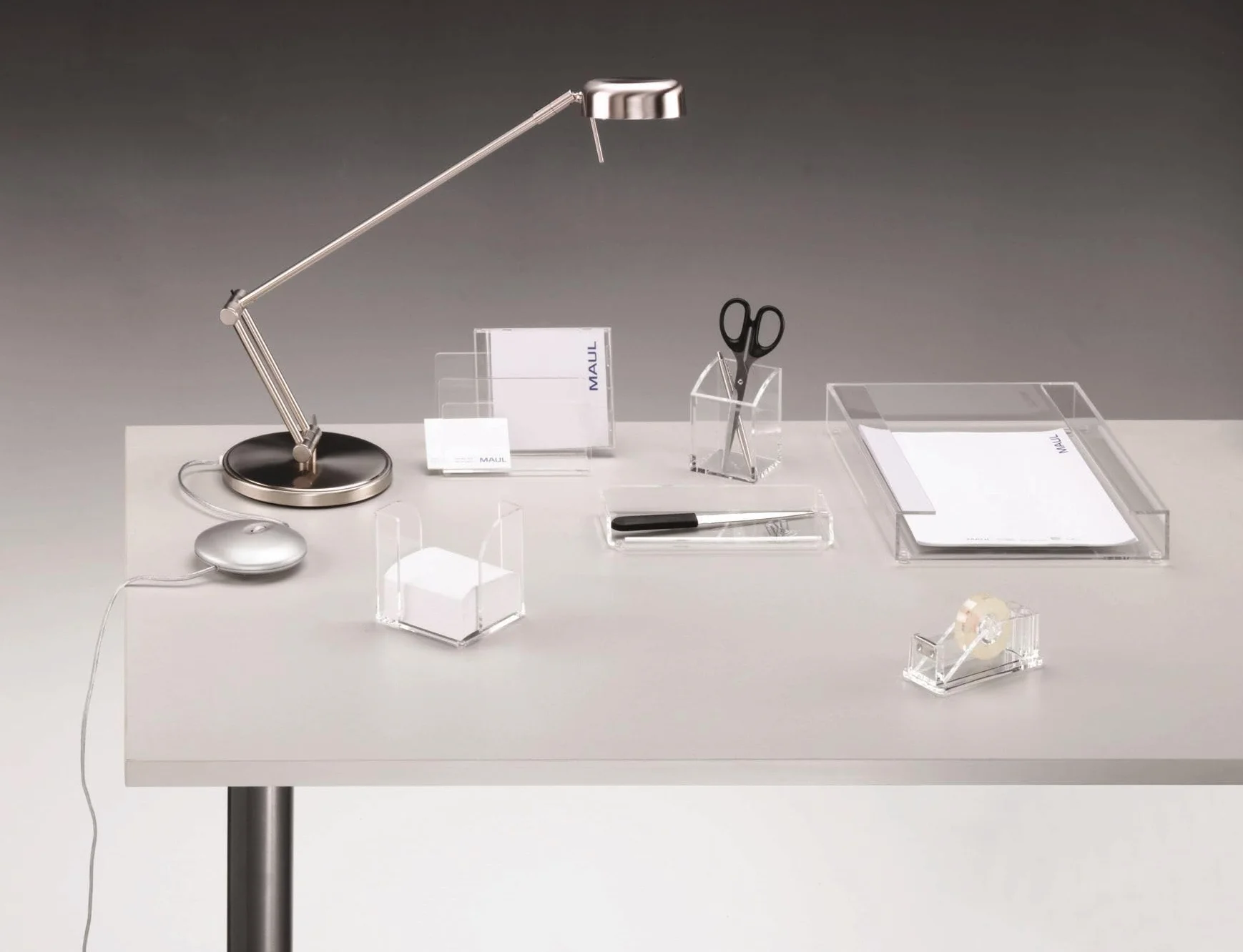 MAUL Porte Carte en Acrylique, Organiseur Bureau 2 Compartiments Transparent
