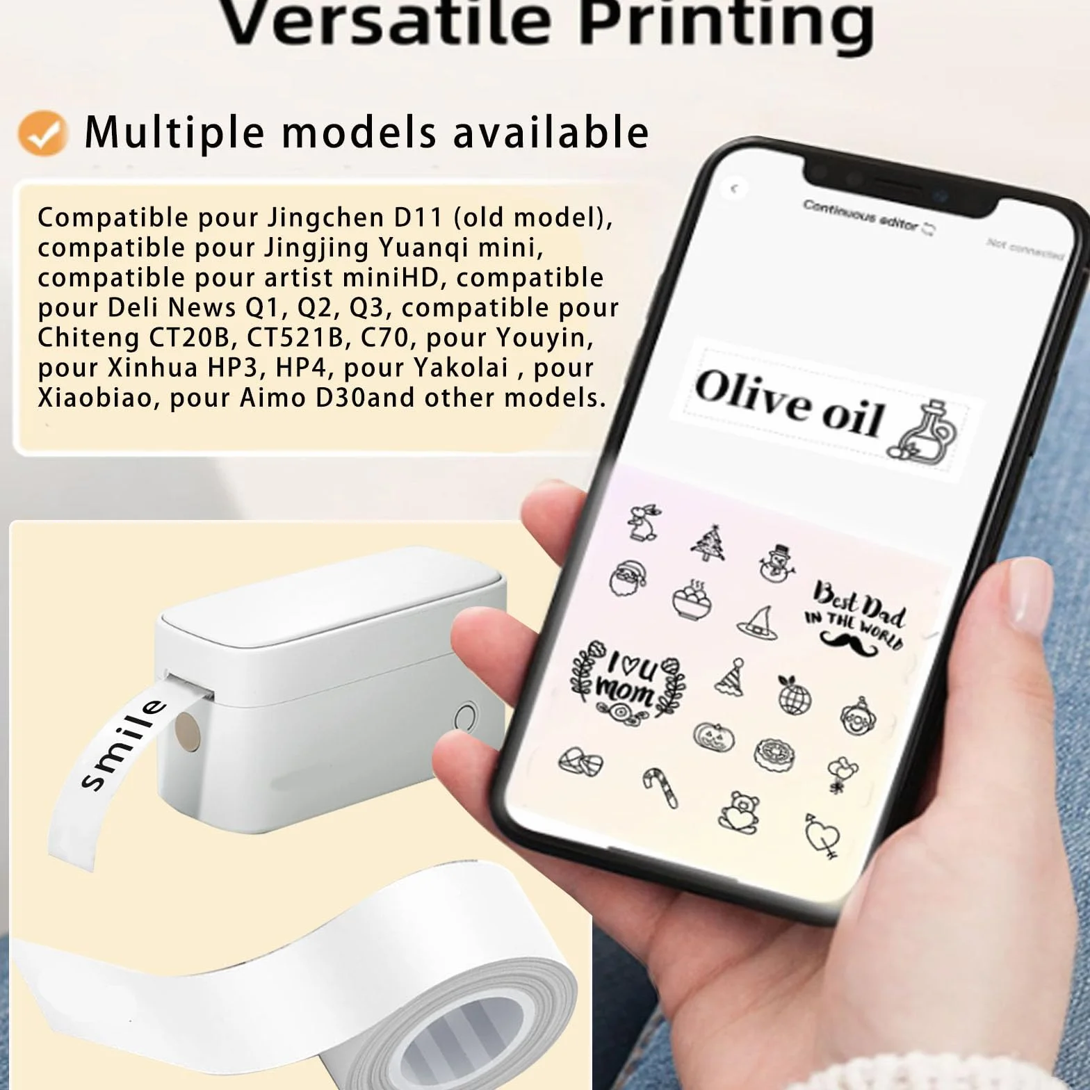 Ruban pour Makeid Etiqueteuse, 16mm x 4m Rouleau Etiquettes Autocollantes Thermiques Blanches