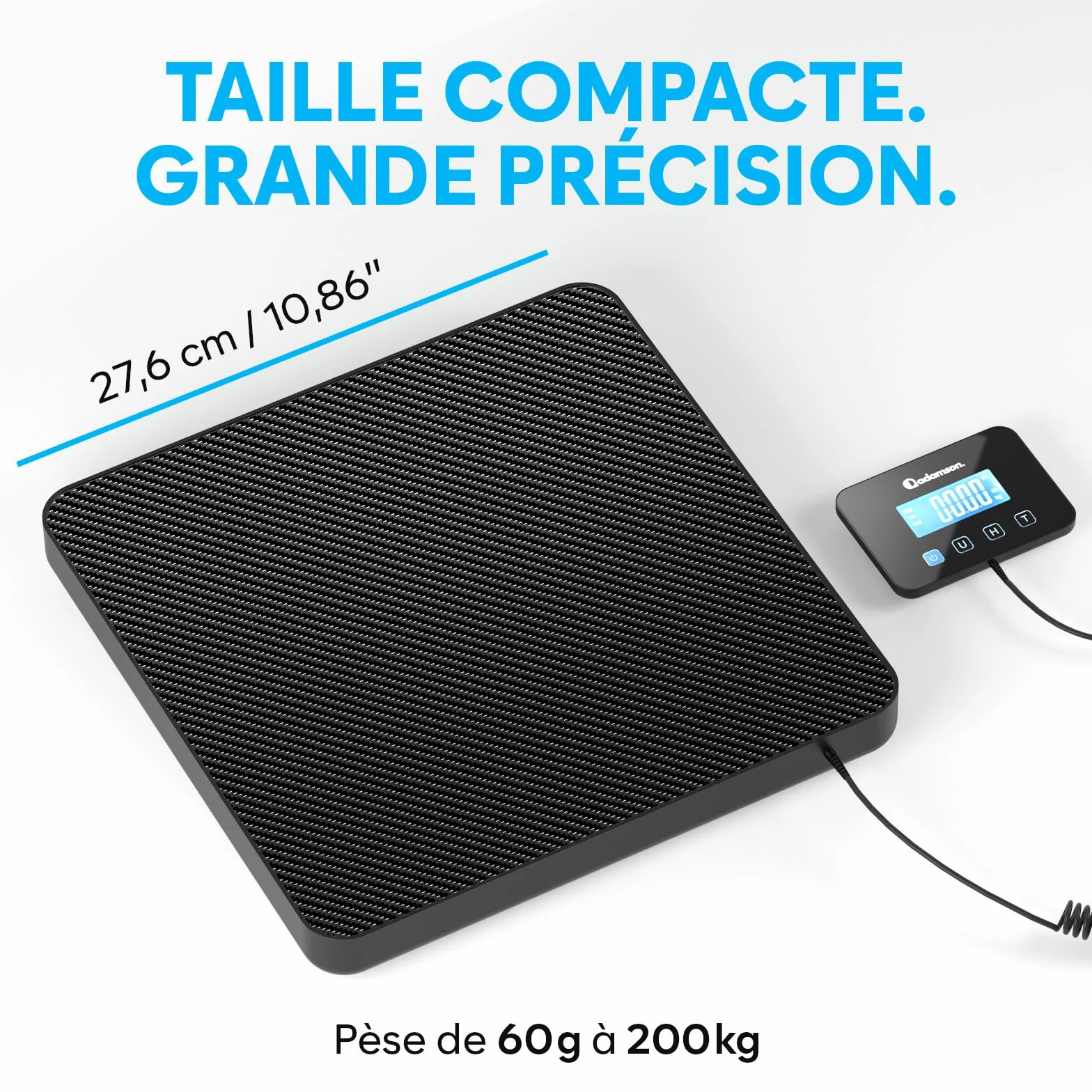 Balance Colis Électronique 200 kg/10 g Professionnelle avec Hold/Tare - Tapis Noir