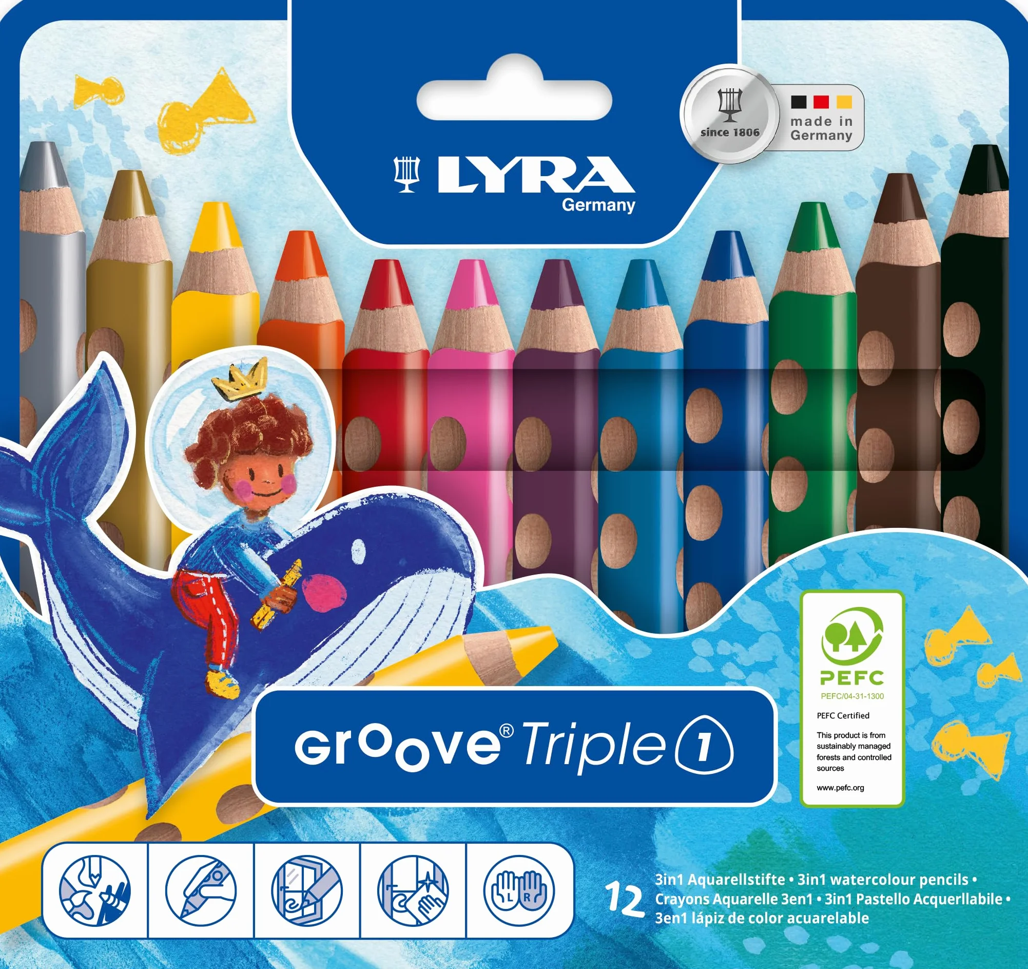 LYRA Groove Triple 1 Etui 12 crayons de couleur
