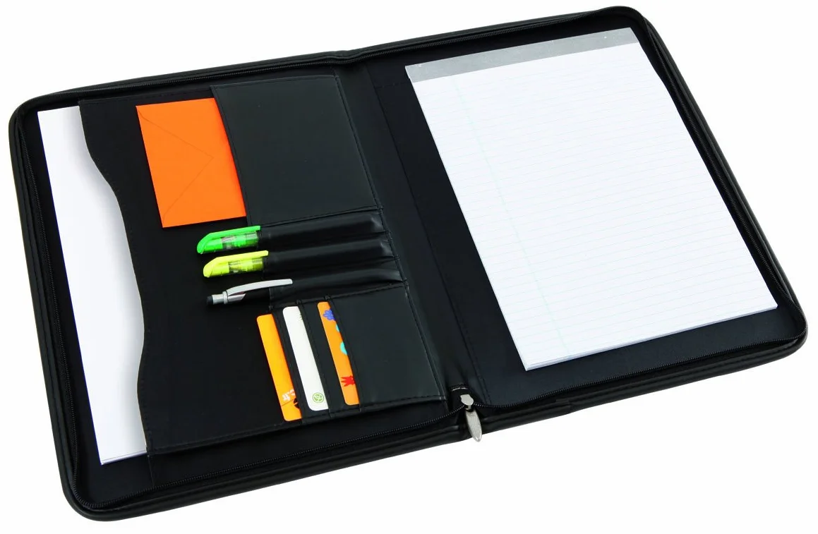 Alba Portfolio Organiseur A4 Simili Cuir Noir 28 x 36 cm Conférencier Document Professionnel