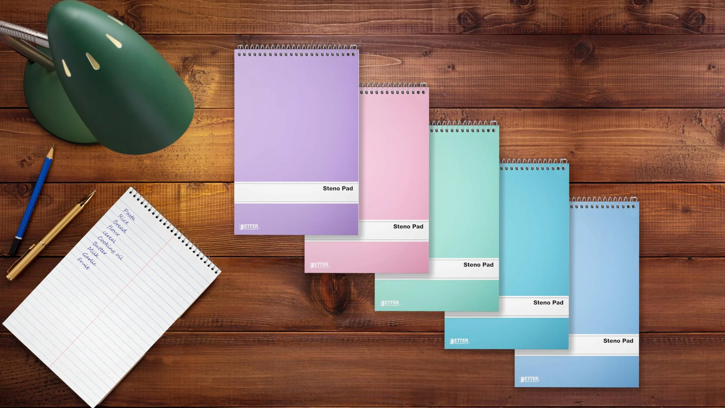 Better Office Products Lot de 10 blocs Steno à spirale, 15,2 x 22,9 cm, 80 feuilles, papier blanc, règle Gregg