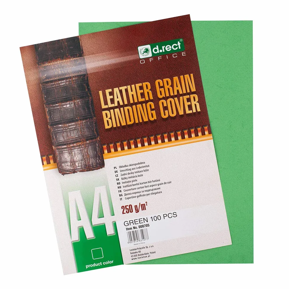 D.RECT Lot 100 feuilles imitation cuir A4 Vert