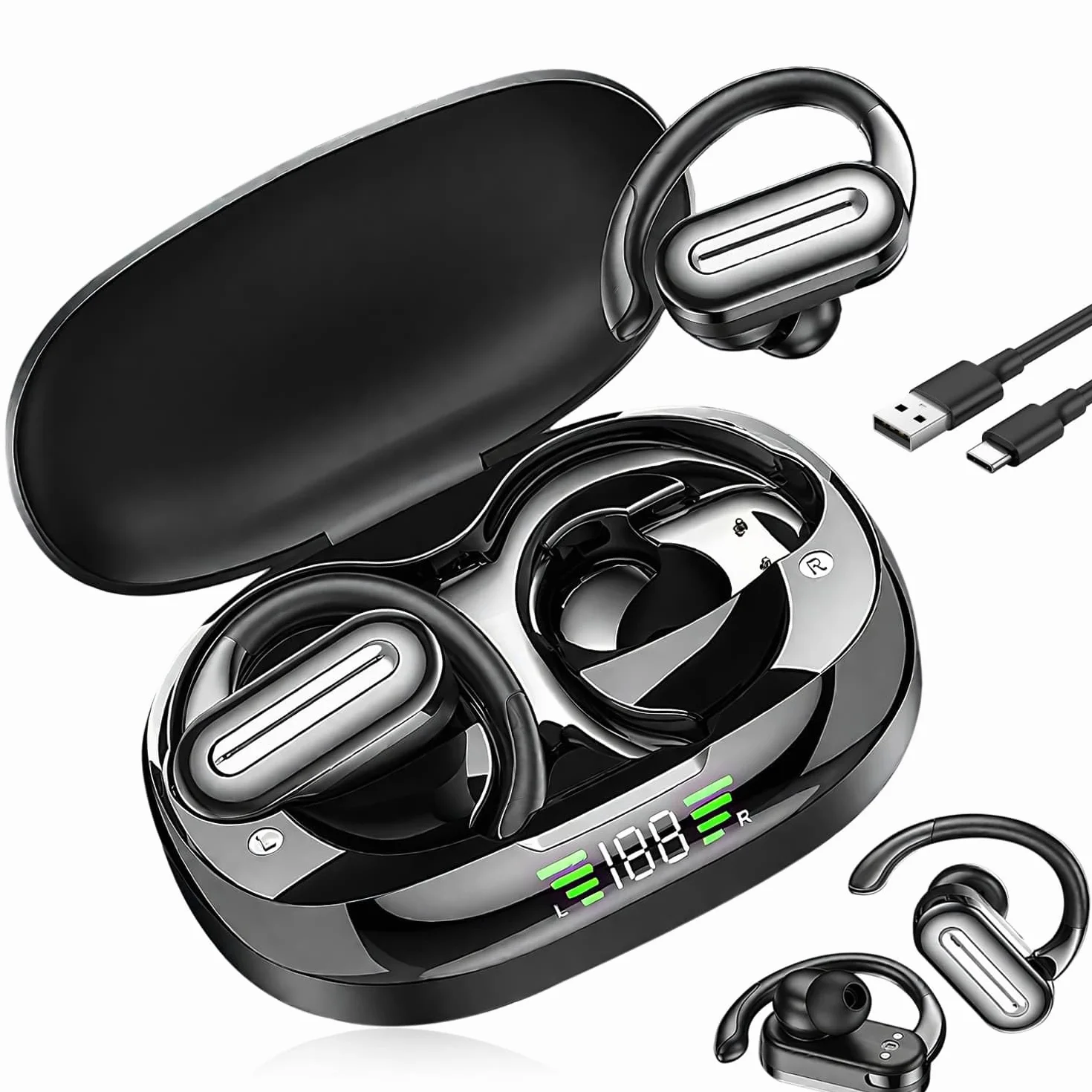 AI Traducteur Instantané Bluetooth 5.4 Oreillette 56h 3 en 1 144 Langues 6 Modes Traduction Voyage Réunion Études