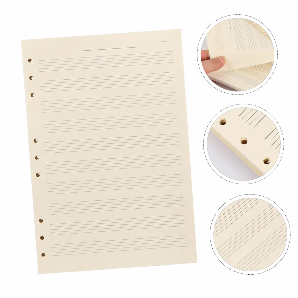 SEWACC 100 Feuilles Papier Partition Détachable Portées Recharge Cahier Musique Papier Blanc
