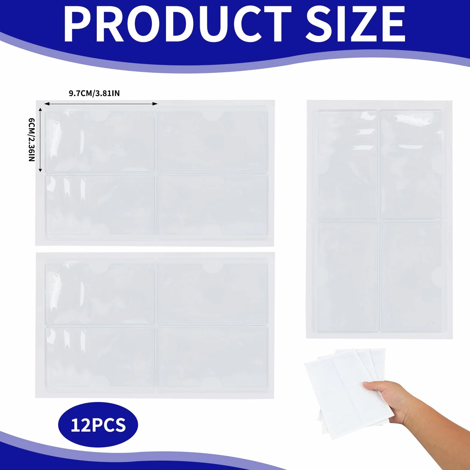 Porte-Cartes Transparent PVC Pare-Brise 6x9 cm Lot de 12 Adhésif Puissant