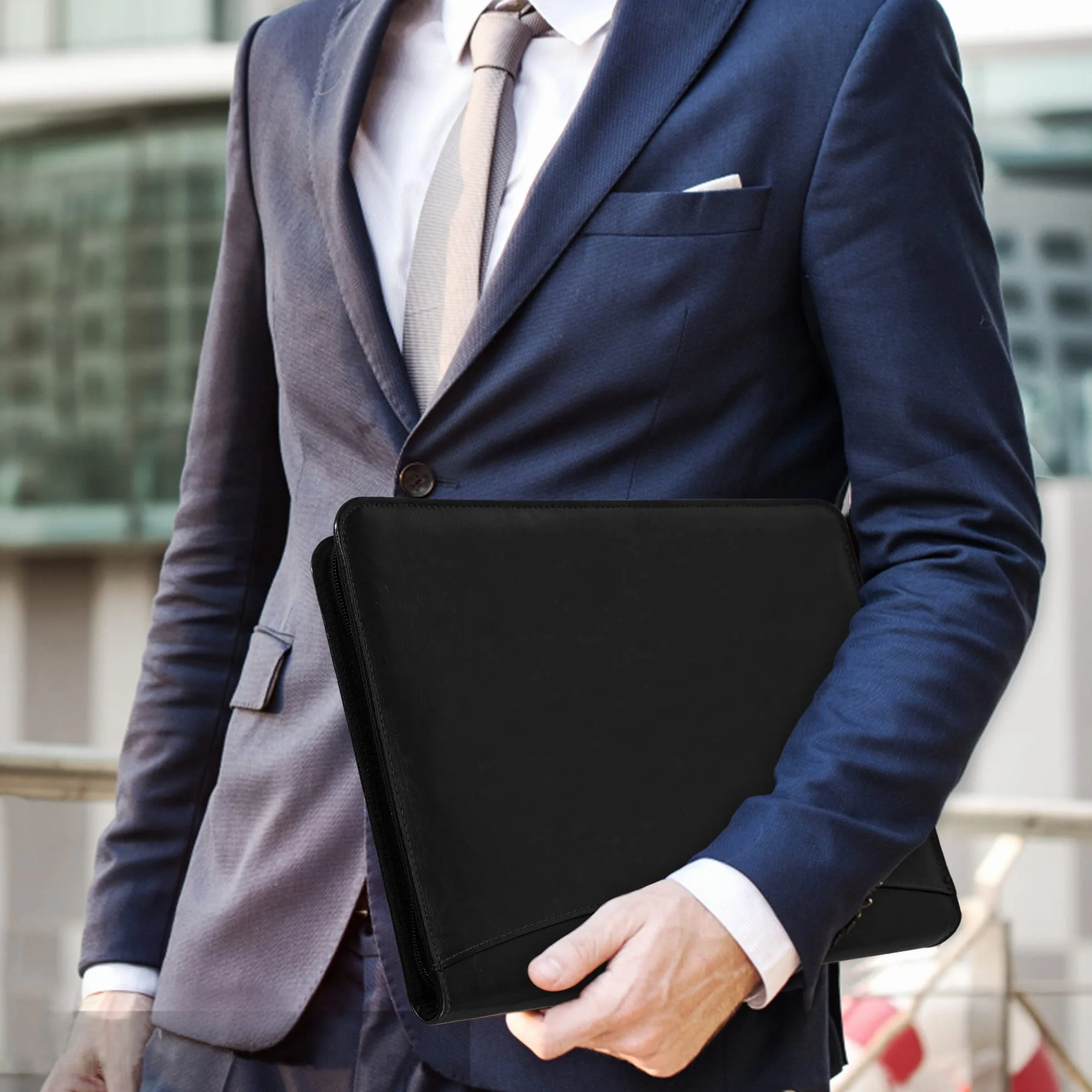 GraduatePro Porte Documents A4 Cuir Bloc Note Reunion Homme Femme Organisateur Dossier de Conférence Portfolio Noir