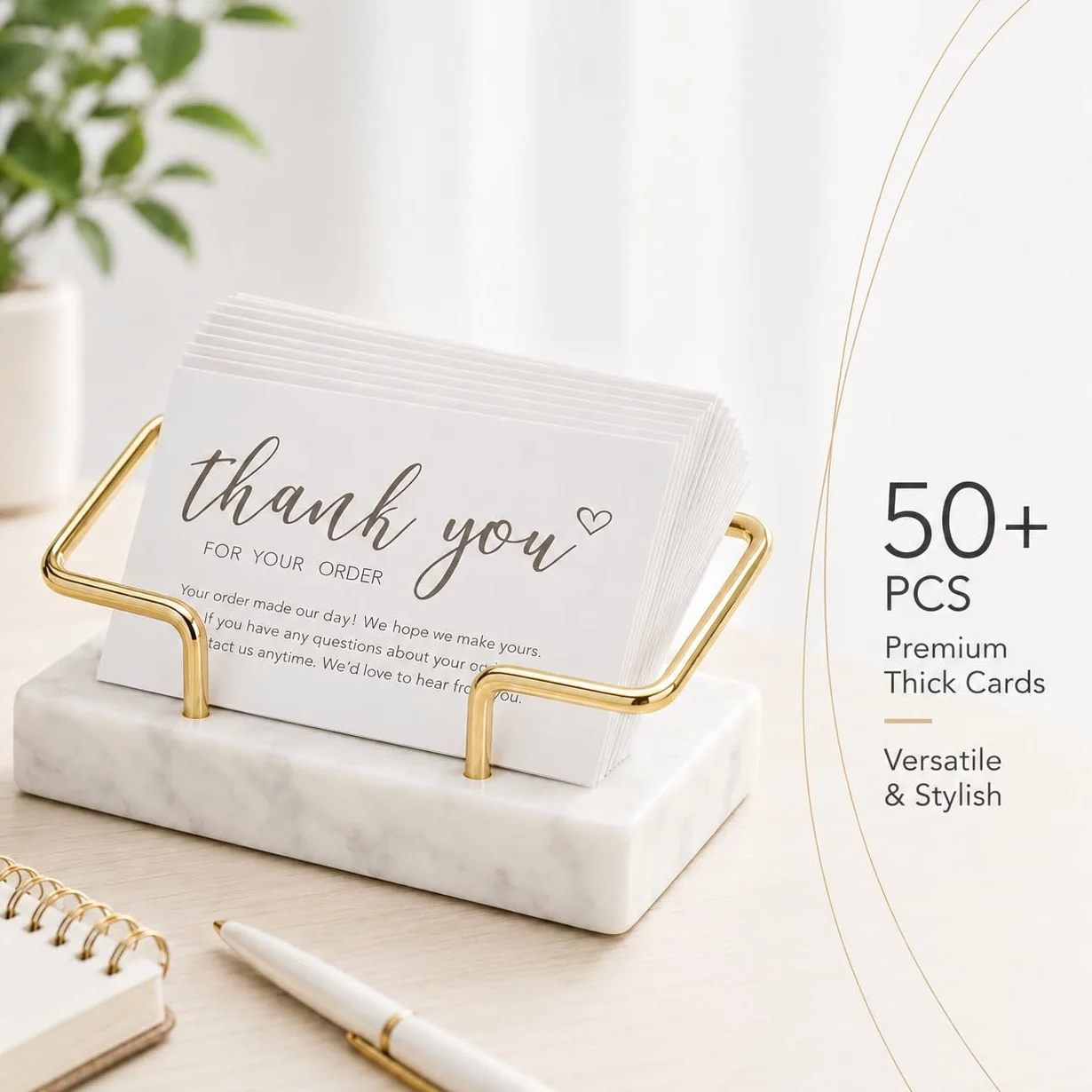 Support Porte-cartes de Visite en Marbre et Métal Premium pour Bureau
