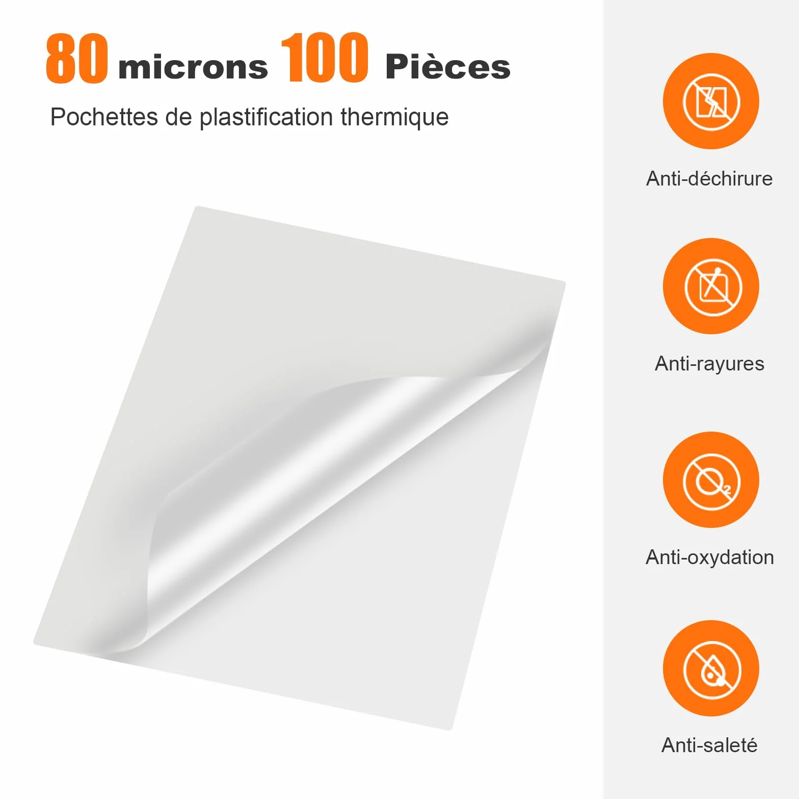 Bonsaii Pochette De Plastification A4 80 microns Lot de 100 Pièces Brillante Transparentes