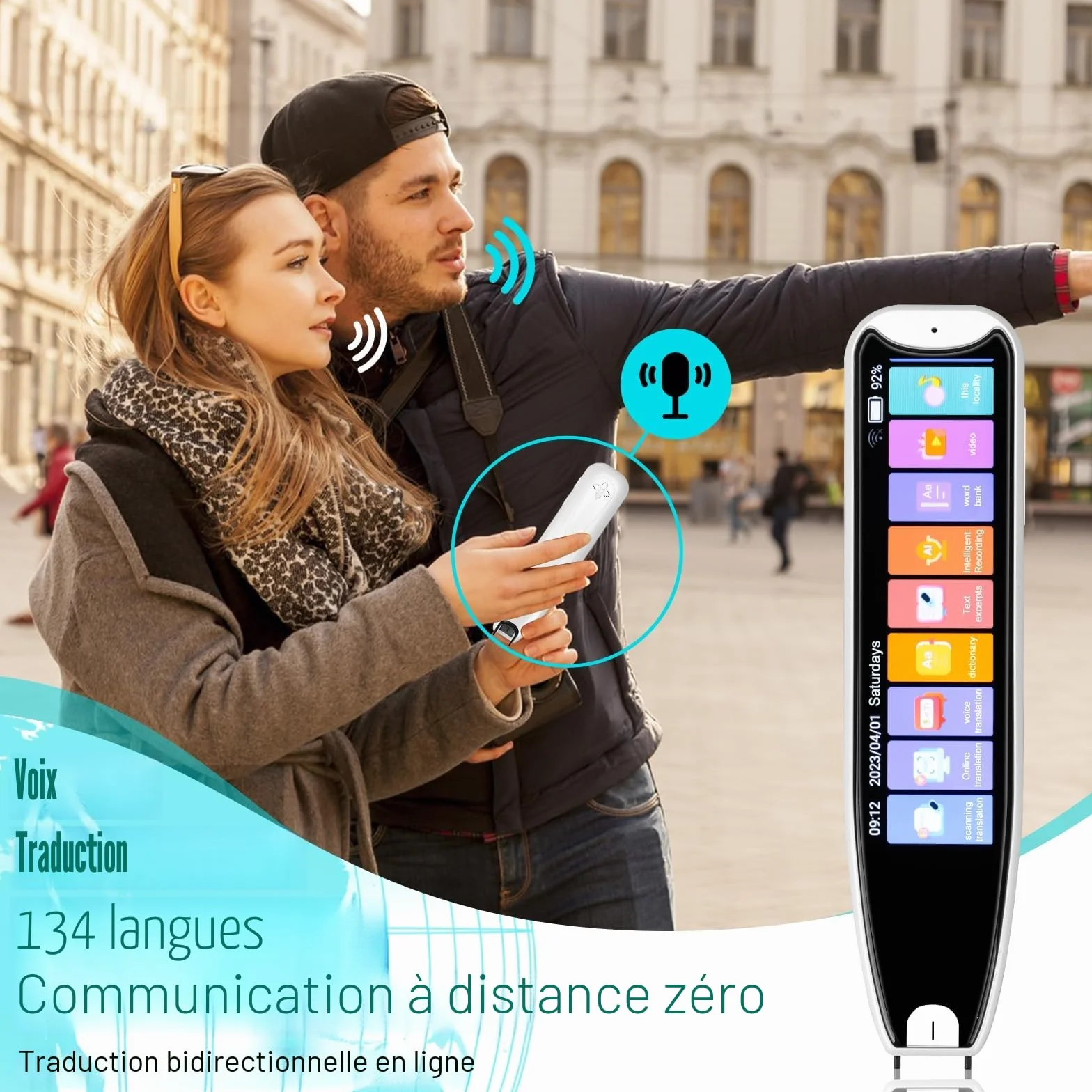 Stylo de Lecture Dyslexique OCR 142 Langues Offline Scanner Traducteur Blanc