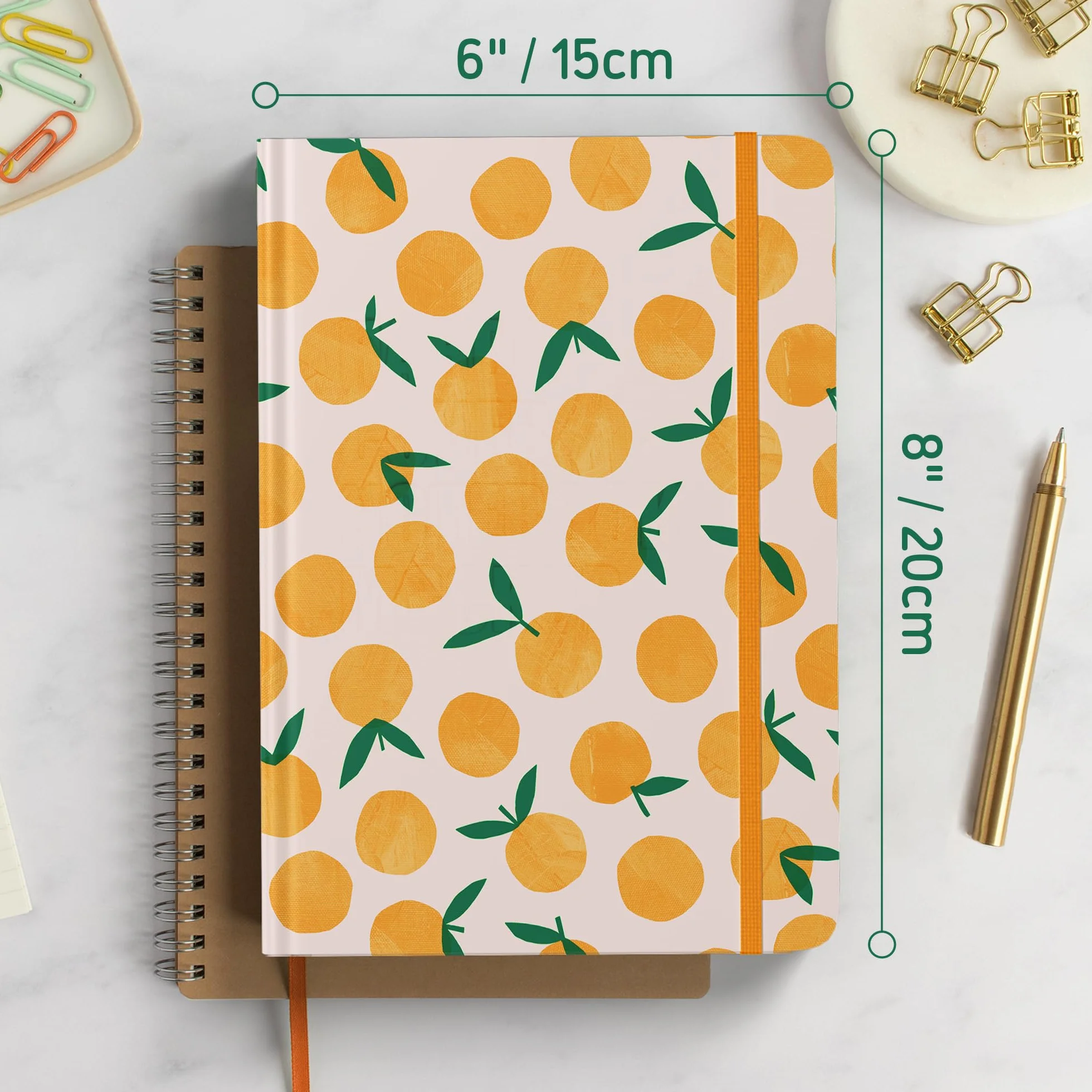 Rileys & Co Carnet Pointillé Citron 20,3 x 15,2 cm Couverture Rigide 240 Pages Bullet Journal Dotted Papier 80 g/m²
