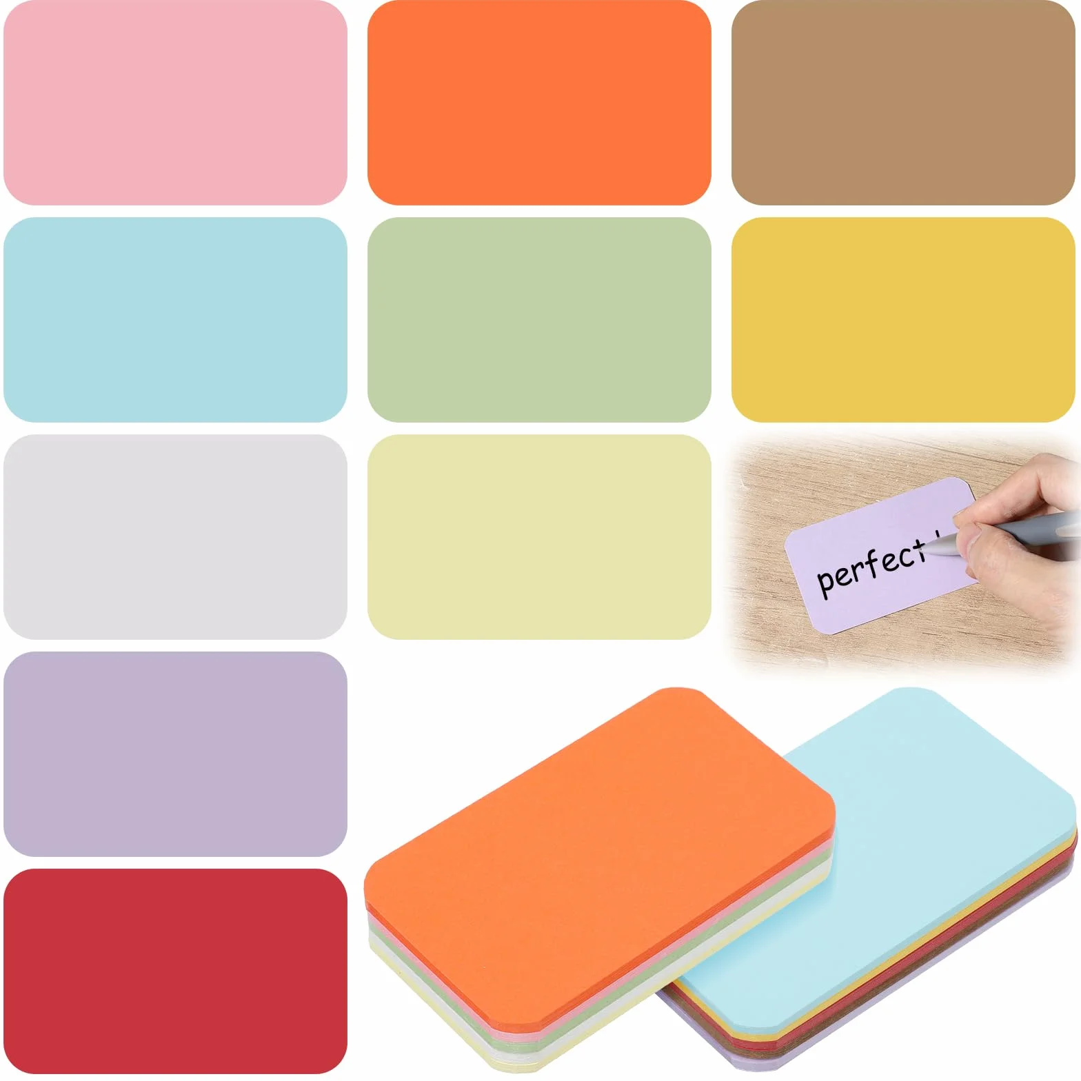 Lot de 100 cartes de visite vierges avec index colorés imprimables pour apprentissage