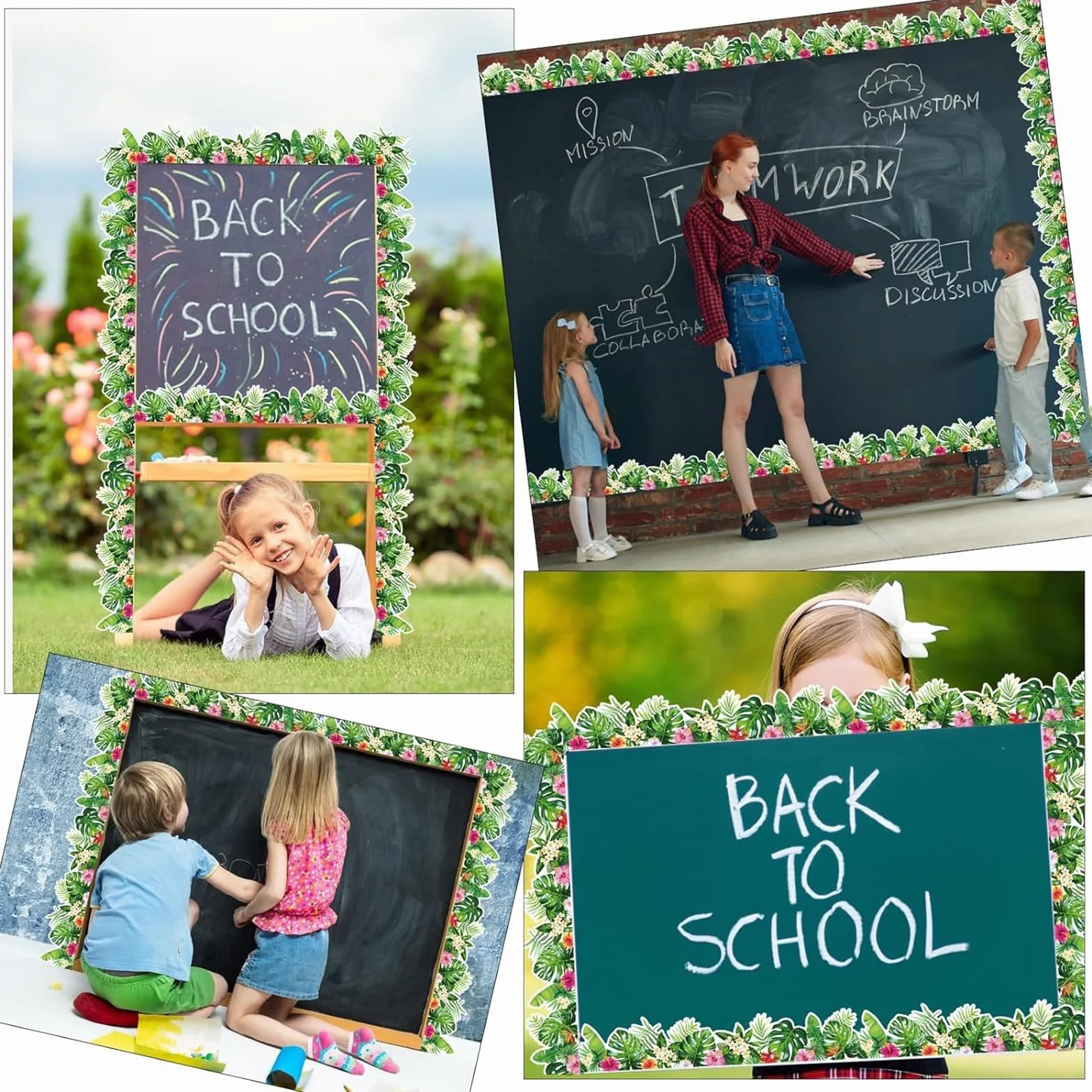 Autocollants muraux colorés 18,5 m pour tableau noir, tableau d'affichage, bordures fête scolaire