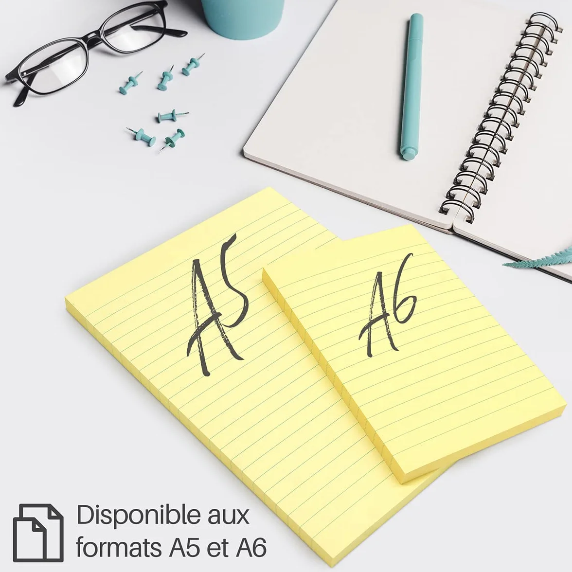 WAYTEX 100 Notes adhésives A6 repositionnables Grand format 9,8 x 15 cm Jaune pastel