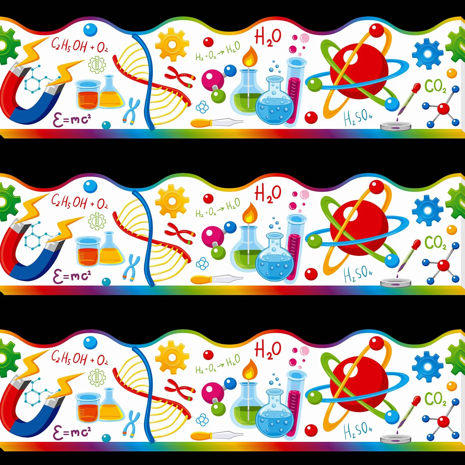 Bordures de tableau d'affichage scientifique festonnée 20 m pour décoration de salle de classe