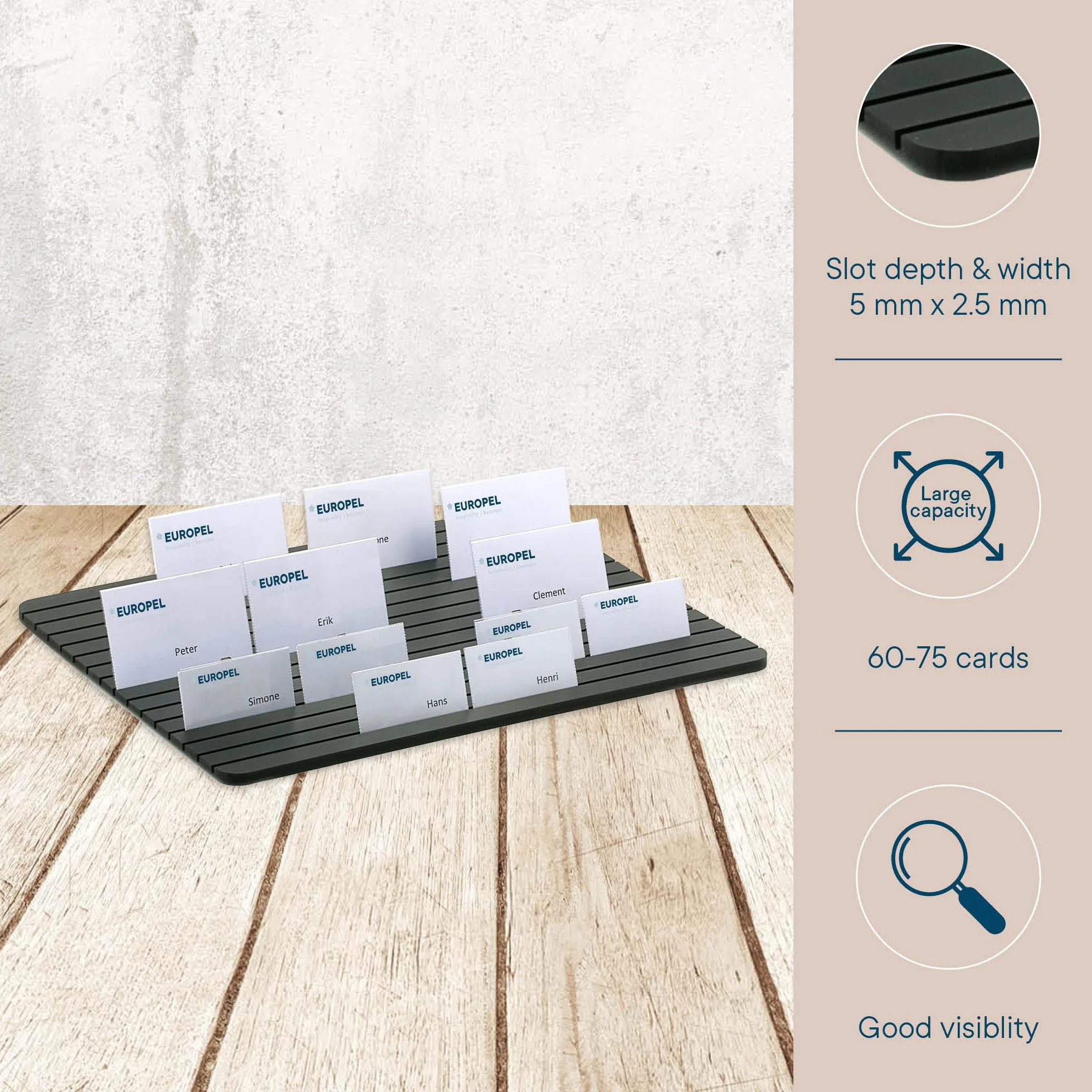 EEUROPEL Plateau Distribution 15 Compartiments PVC Mousse Noir 60 Étiquettes 95x60mm 290x390x8mm