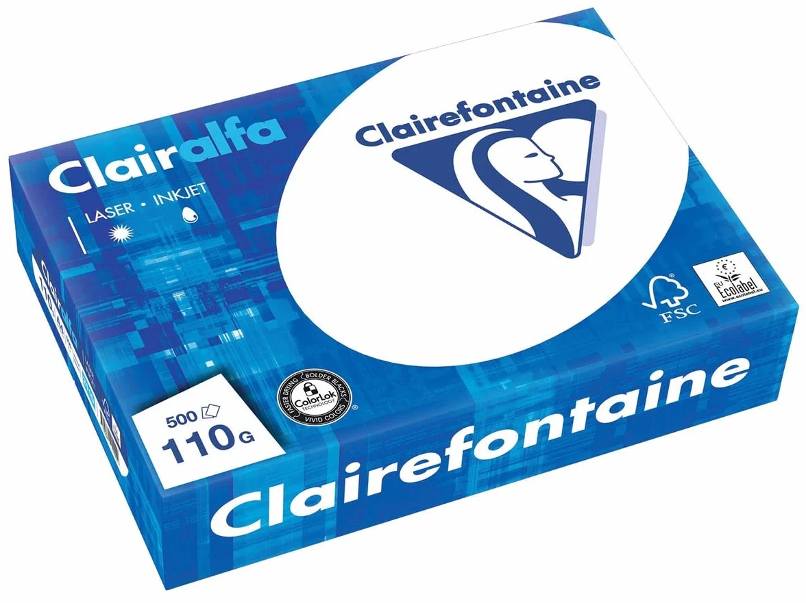 CLAIREFONTAINE 2110C Papier A4 110g Ramette 500 feuilles Blanc 21x29,7 cm