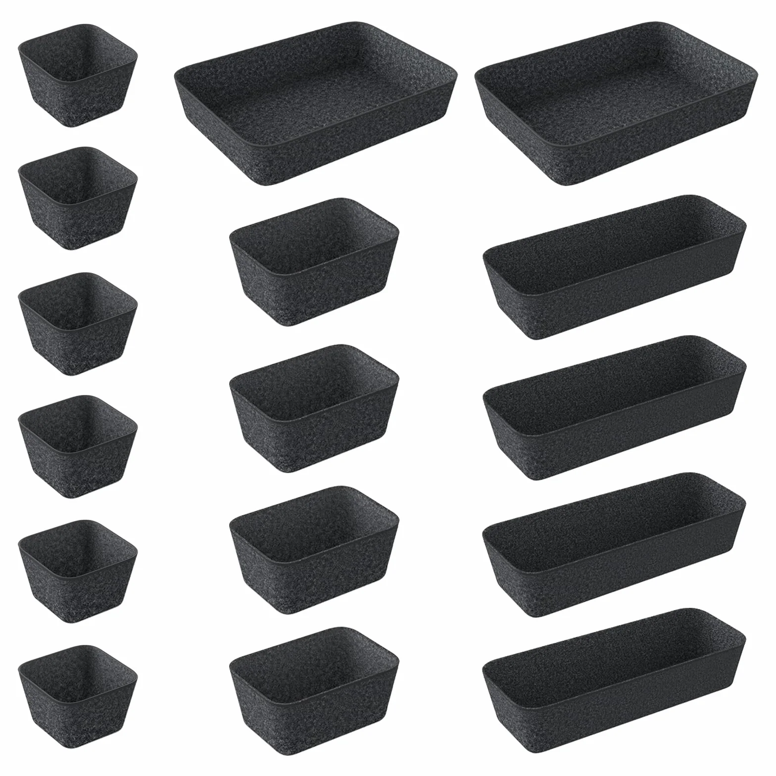 Cinnani Lot de 16 Organisateur Tiroir Feutre, 4 Tailles Boîte Rangement Tiroir Bureau Maquillage Bijoux