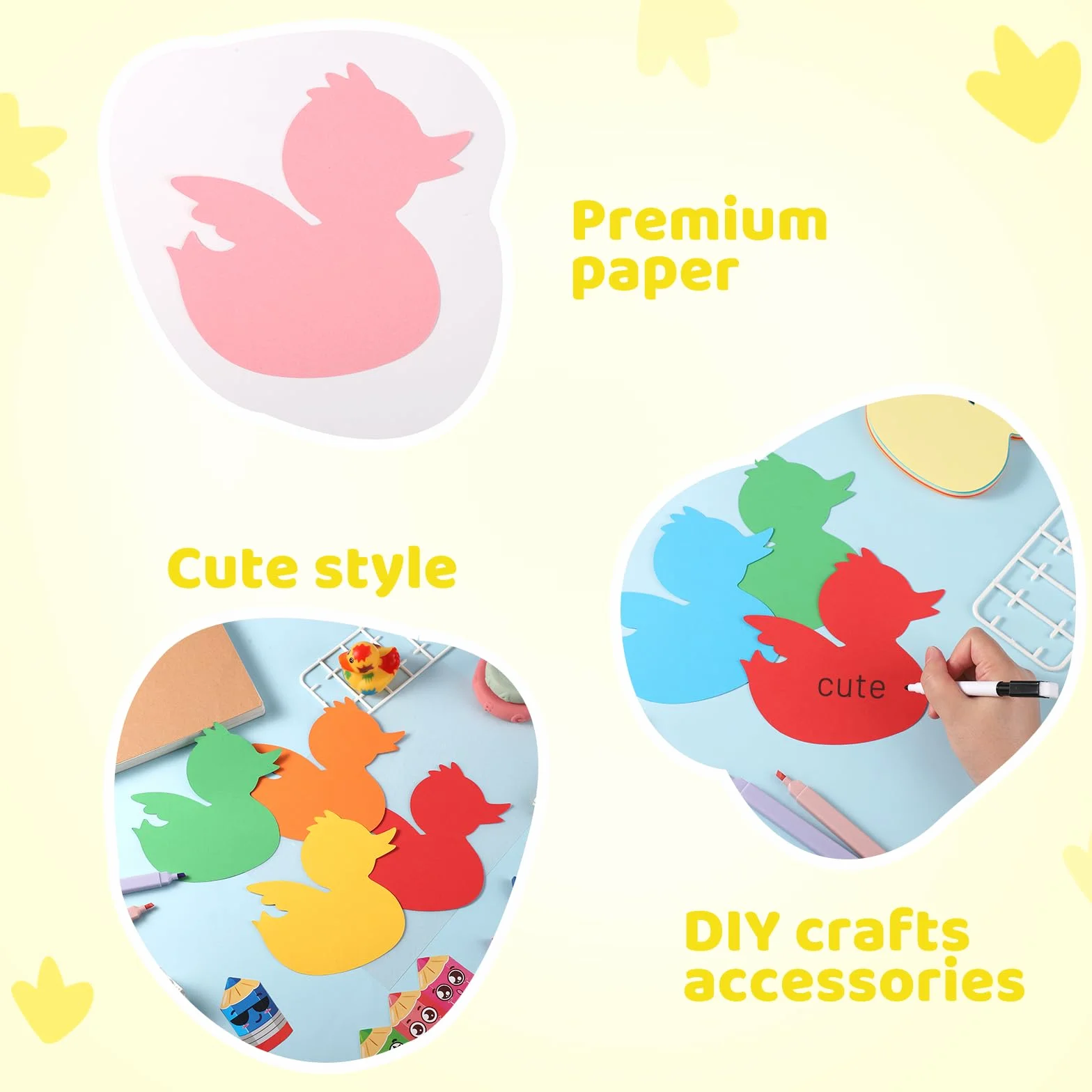 Papier Découpé de Canard 72pcs, Découpes de Tableau d'Affichage Printemps-Été, 9 Couleurs pour Salle de Classe Bricolage