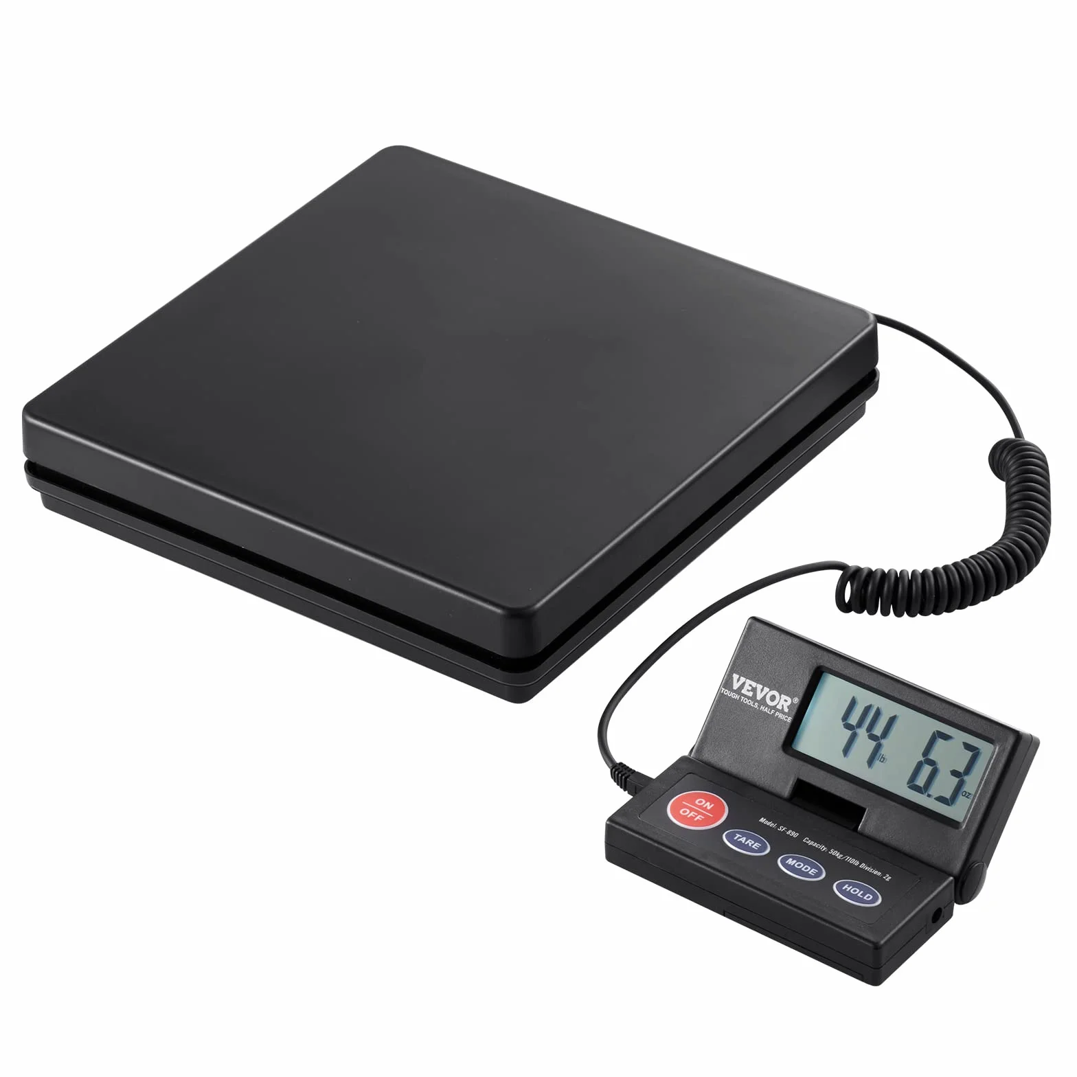 VEVOR Balance Postale Numérique 50 kg Pèse-colis de Précision 2 g avec Tare Maintien Écran LCD Pliable 90°