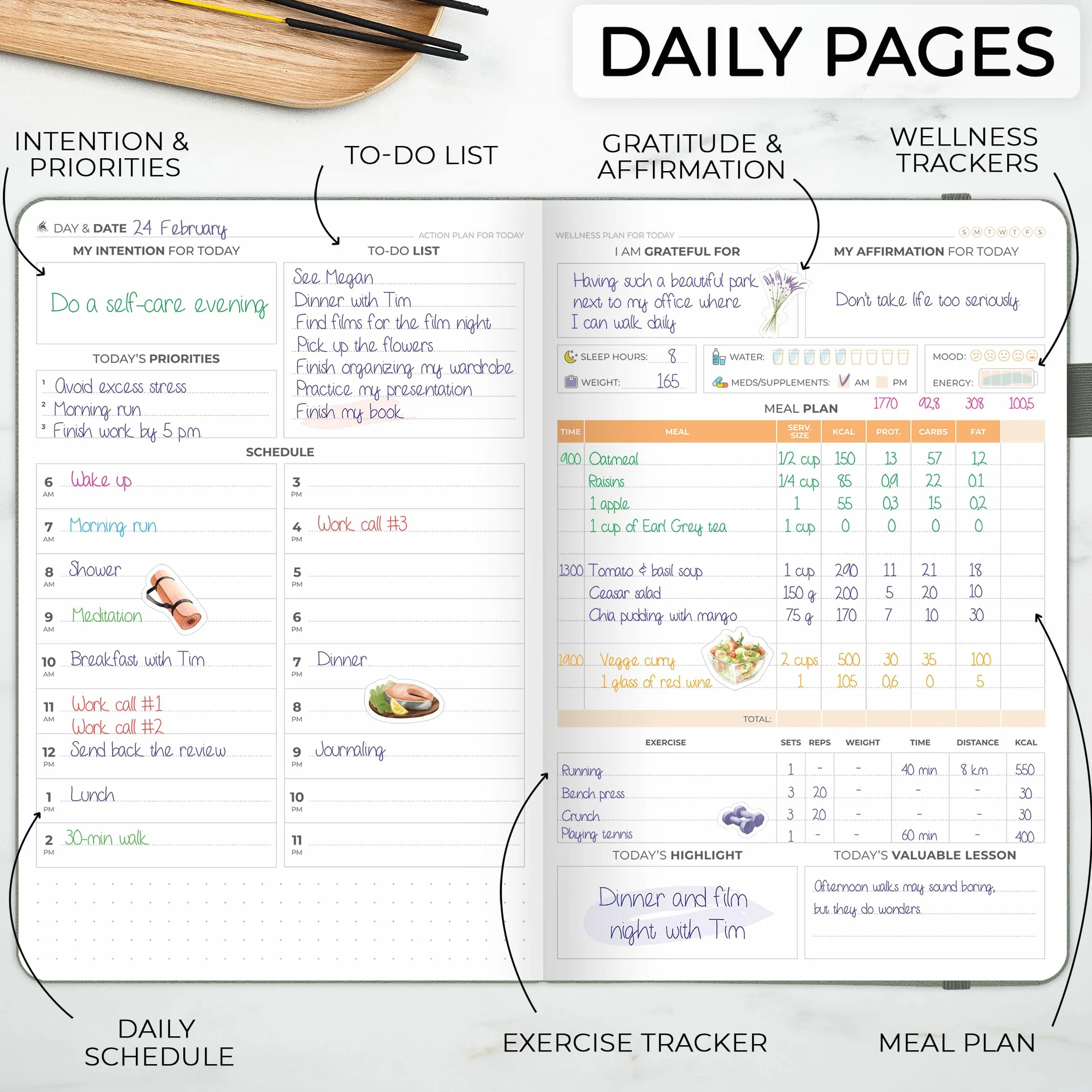 Clever Fox planificateur bien-être premium – Journal quotidien mode de vie saine suivi repas exercices